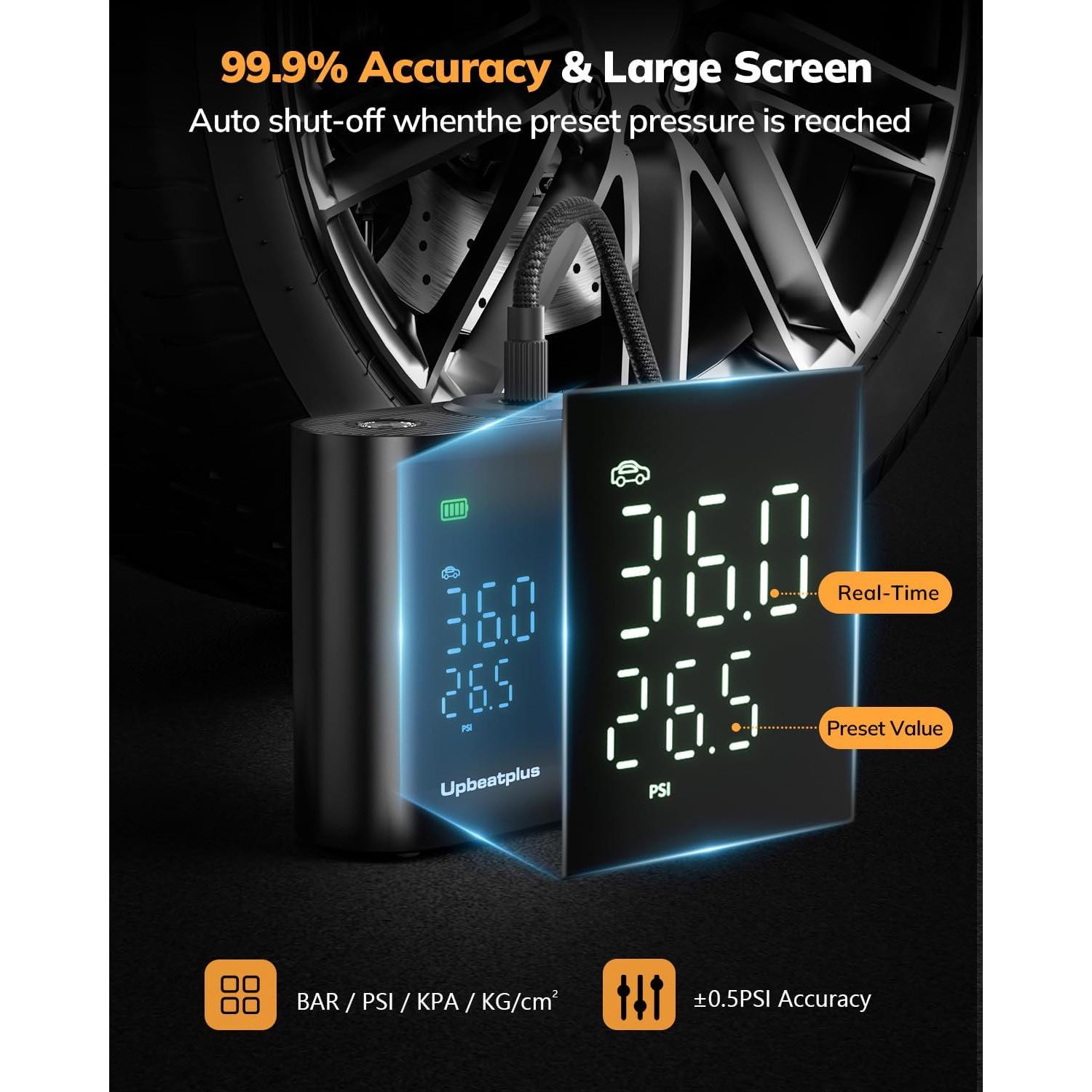 Inflador de Neumáticos Portátil UpBeatPlus T1 160 PSI Inalámbrico