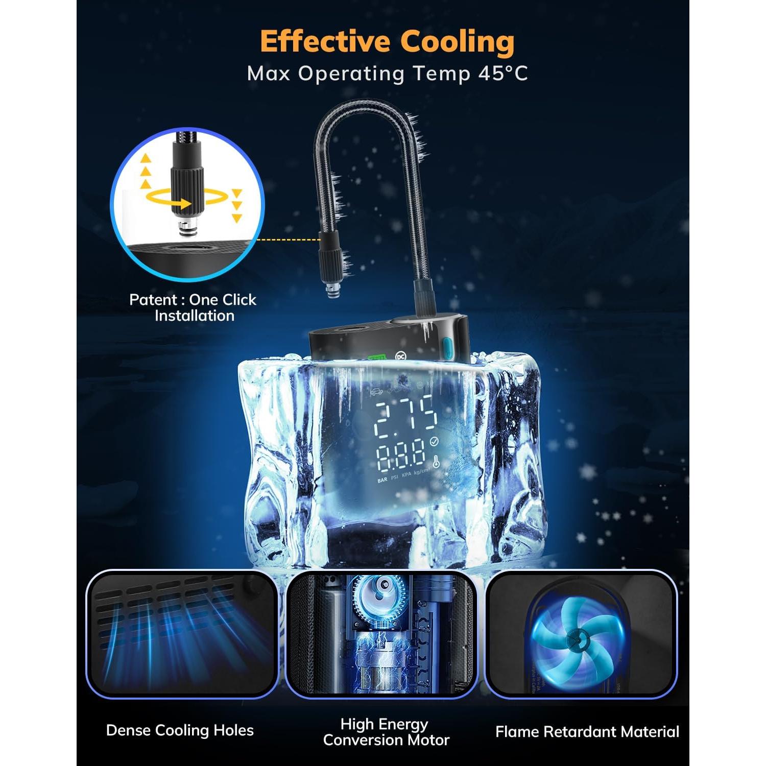 Inflador de Neumáticos Portátil UpBeatPlus T1 160 PSI Inalámbrico