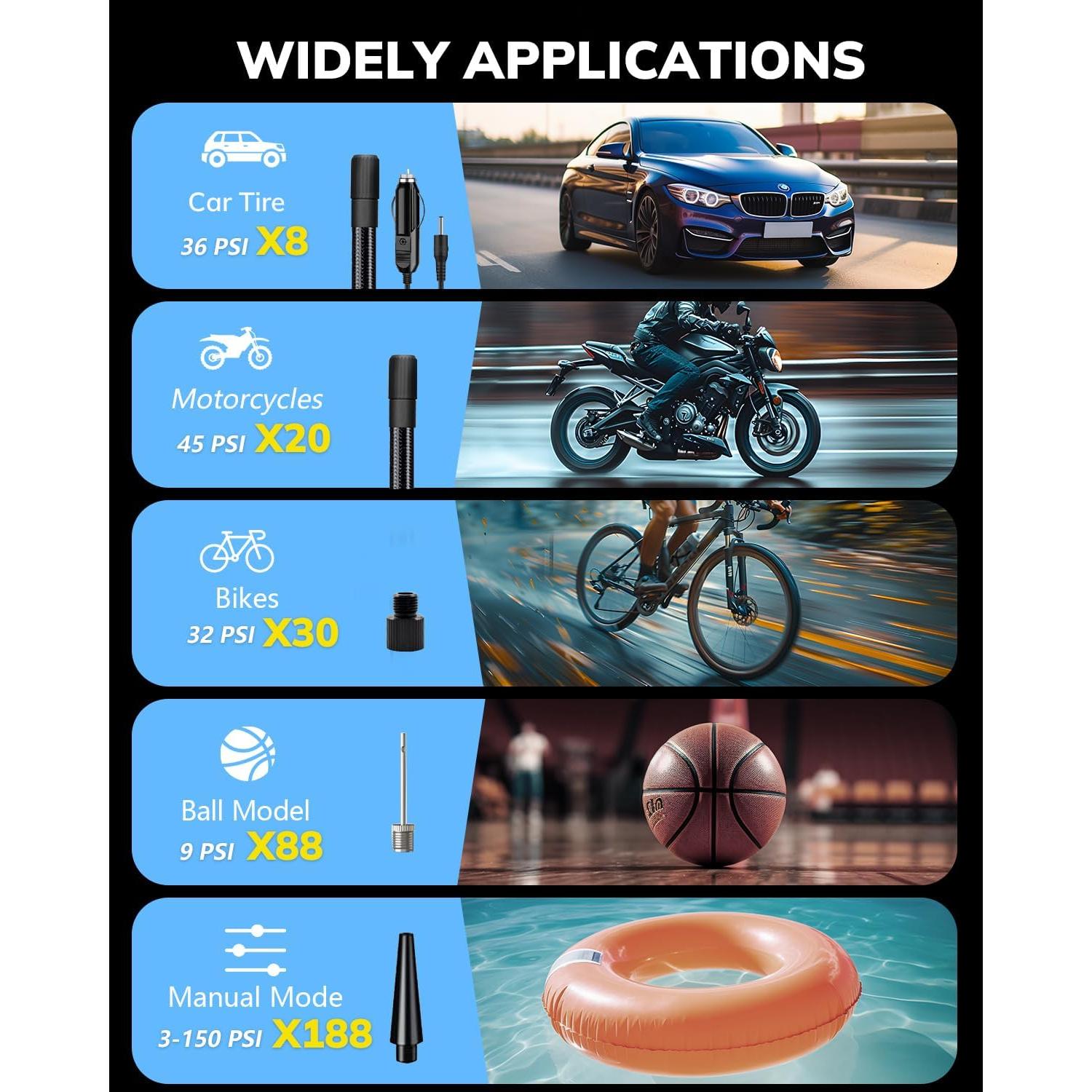 Inflador de Neumáticos Portátil UpBeatPlus T1 160 PSI Inalámbrico