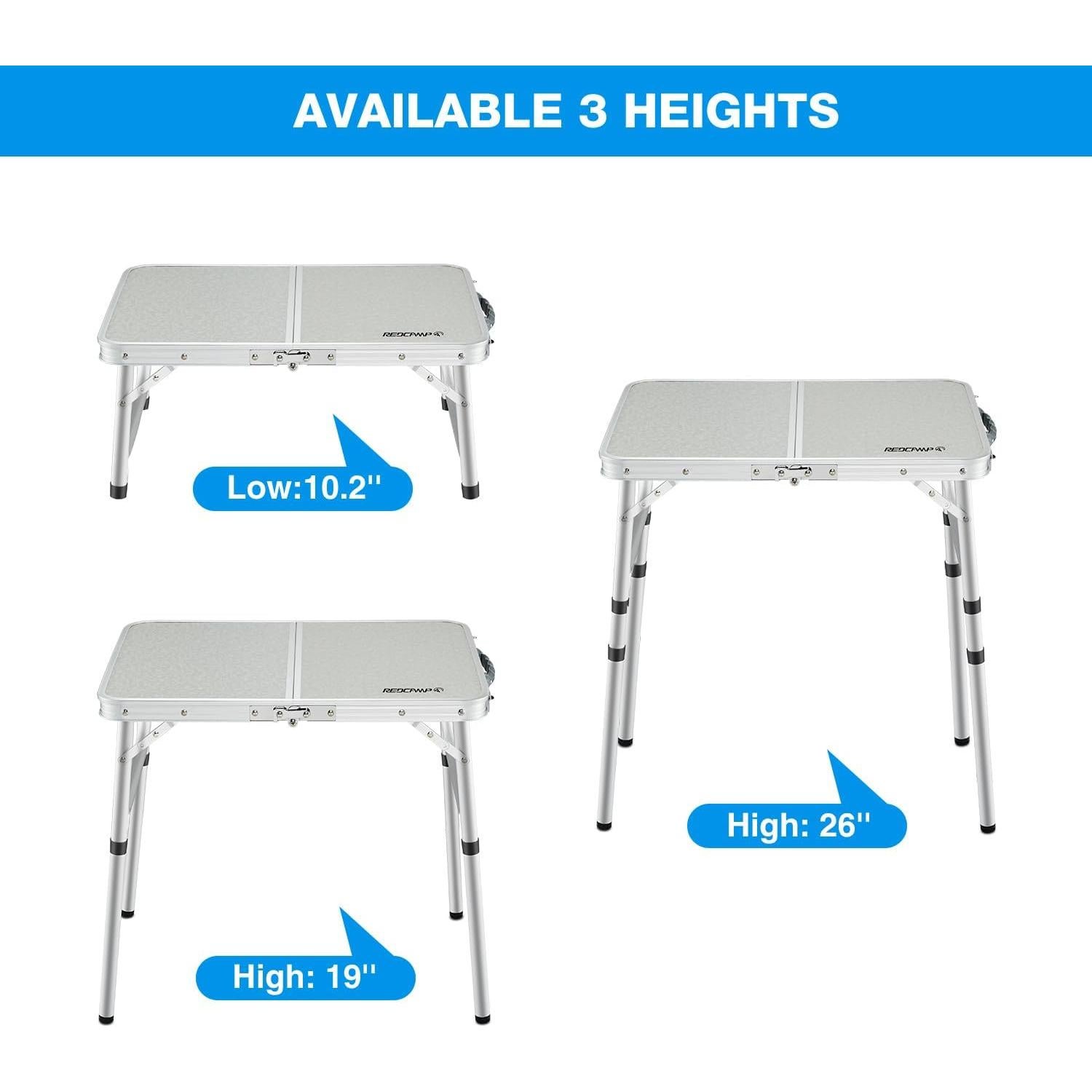 Mesa de Camping Plegable REDCAMP 2ft Ajustable Aluminio