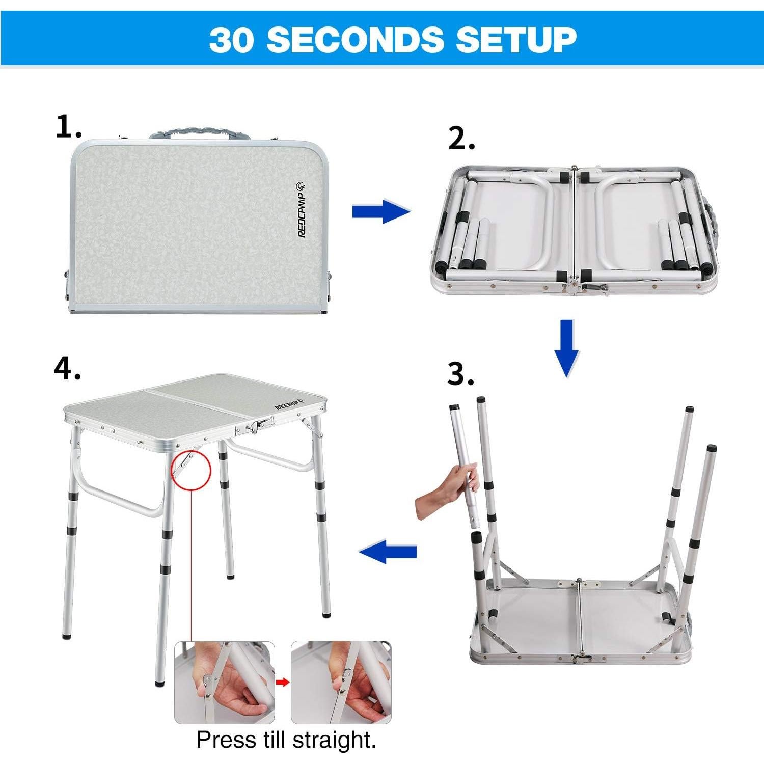 Mesa de Camping Plegable REDCAMP 2ft Ajustable Aluminio