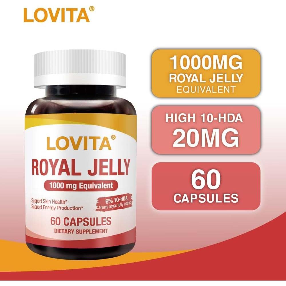 Jalea Real Lovita 333 mg 60 Cápsulas Veganas Sin Gluten