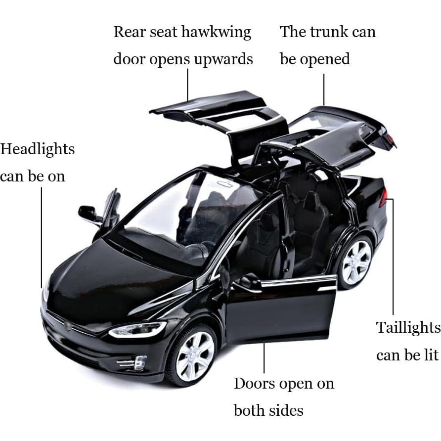 Coche de Juguete LLWEIT Modelo X 1:32 con Sonido y Luces Negro