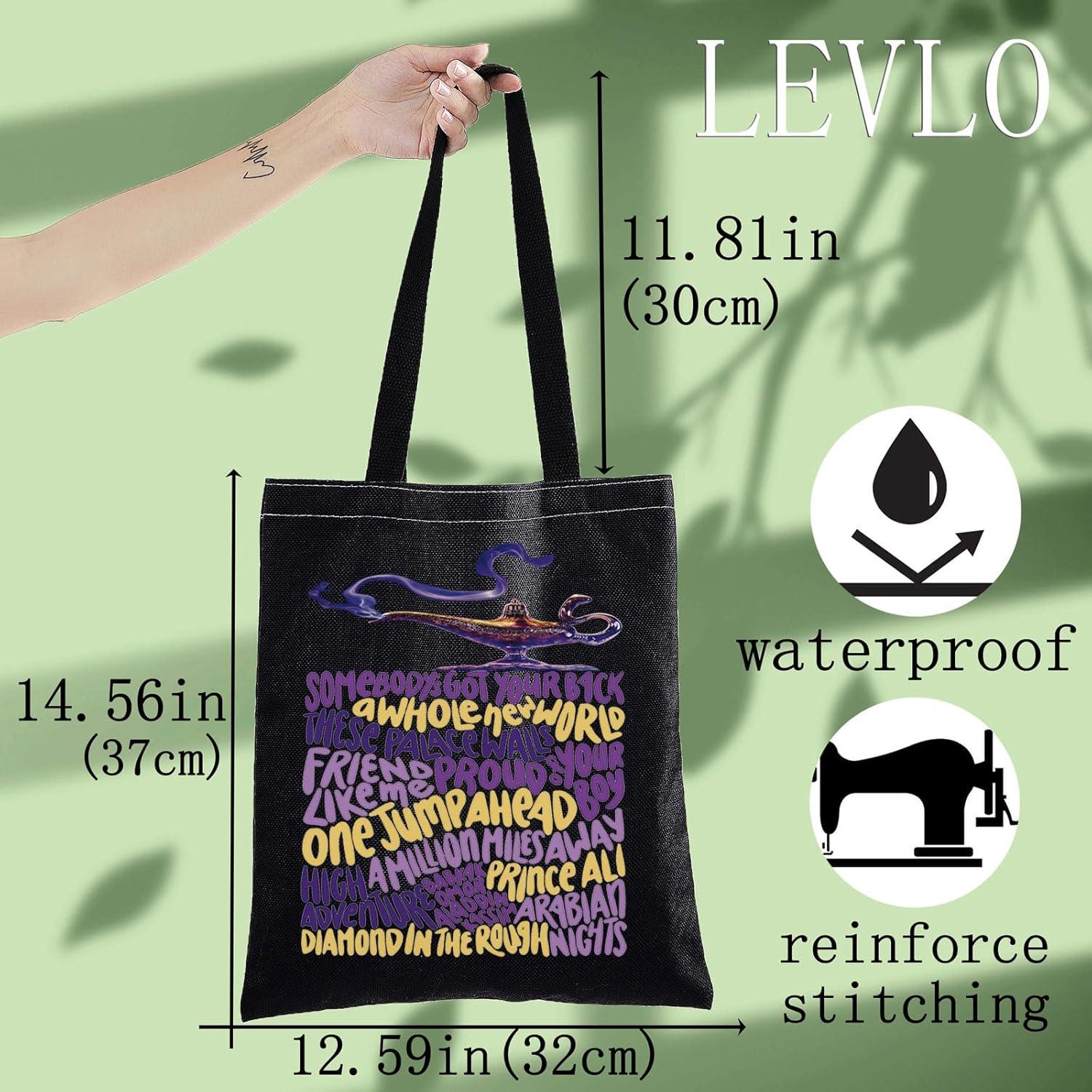 Bolsa de Lona Reutilizable LEVLO Aladdin 37x33cm Lámpara Genio