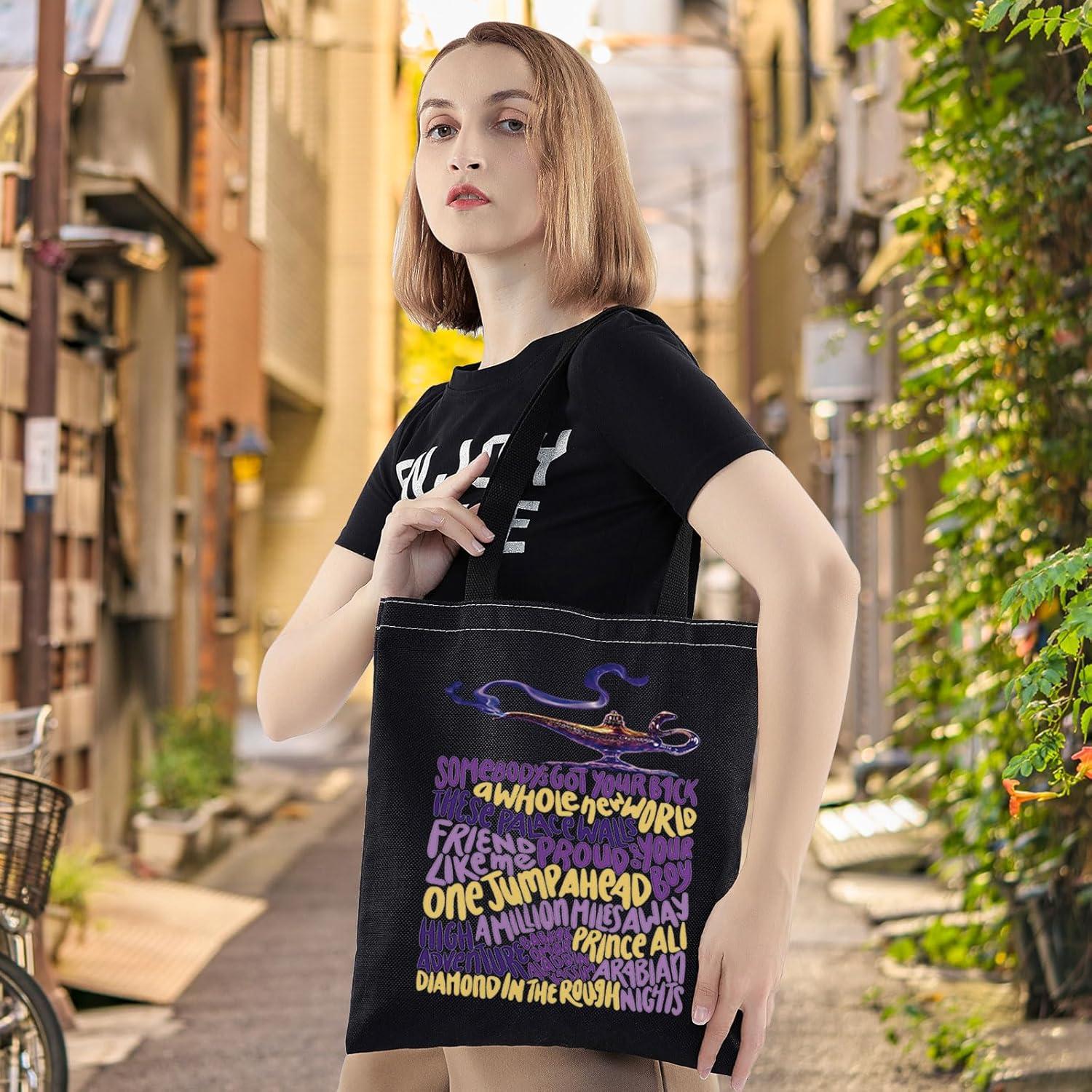 Bolsa de Lona Reutilizable LEVLO Aladdin 37x33cm Lámpara Genio