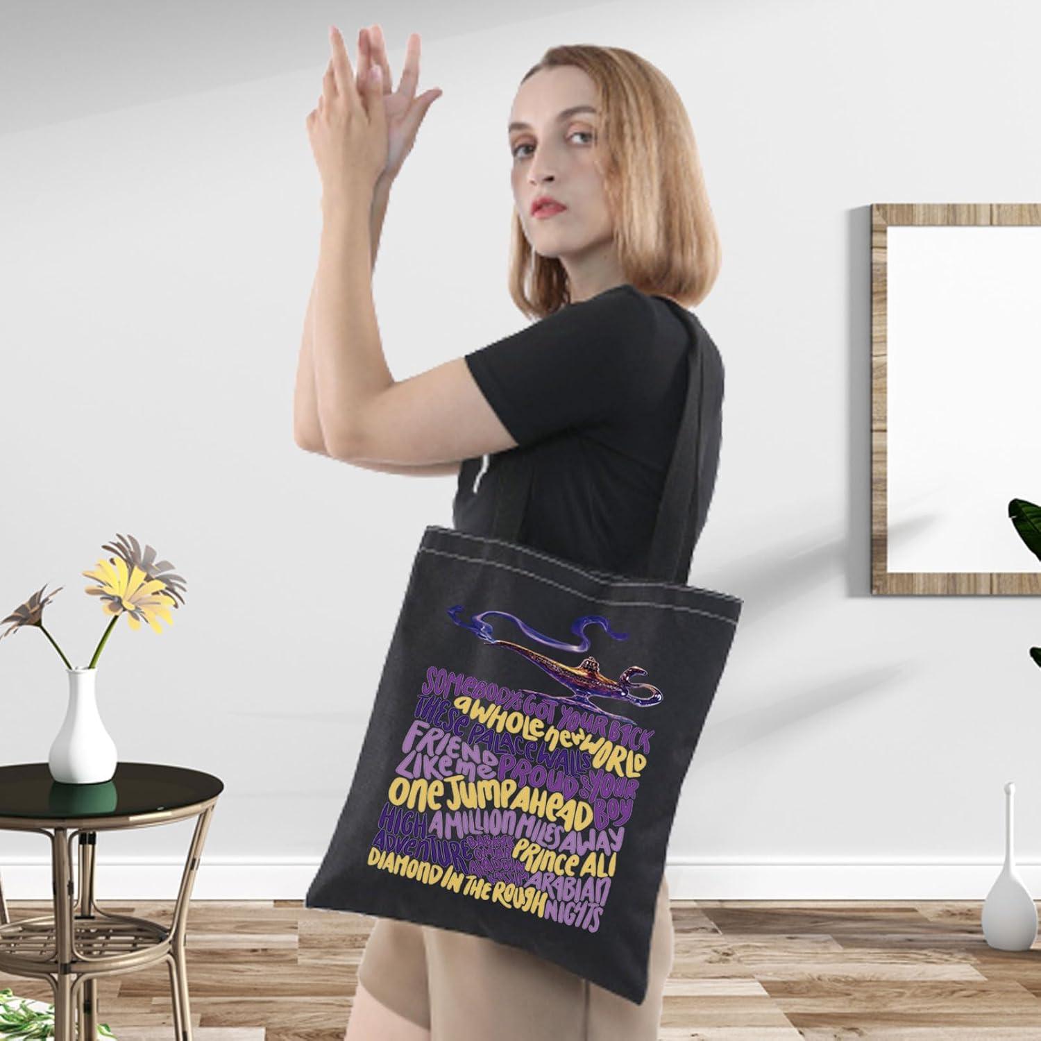 Bolsa de Lona Reutilizable LEVLO Aladdin 37x33cm Lámpara Genio