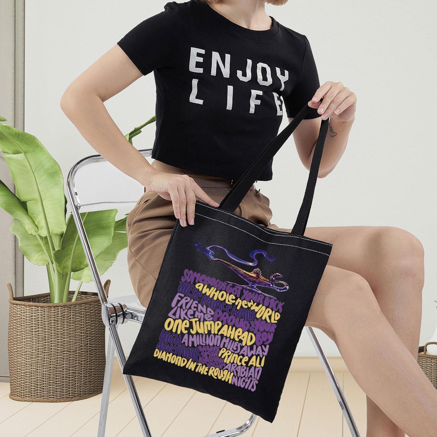 Bolsa de Lona Reutilizable LEVLO Aladdin 37x33cm Lámpara Genio