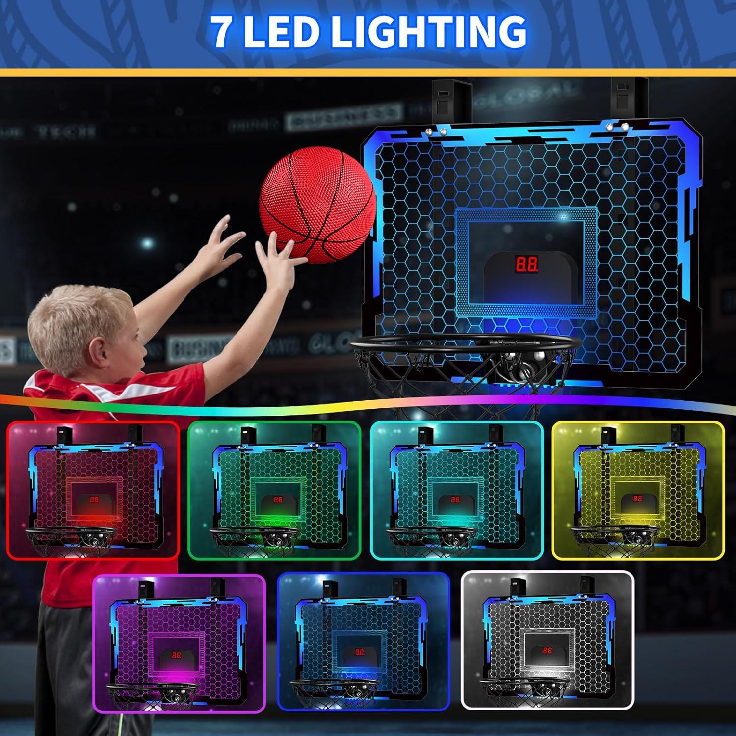 Aro de Baloncesto Mini QDRAGON con 7 Luces LED Ajustable