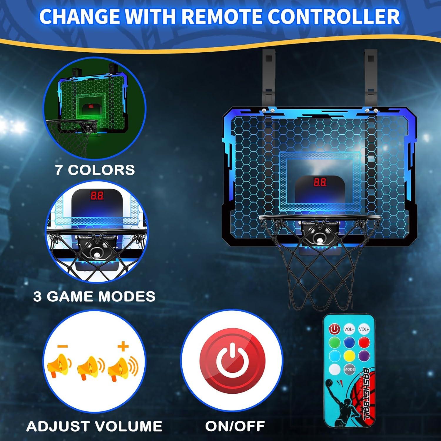 Aro de Baloncesto Mini QDRAGON con 7 Luces LED Ajustable
