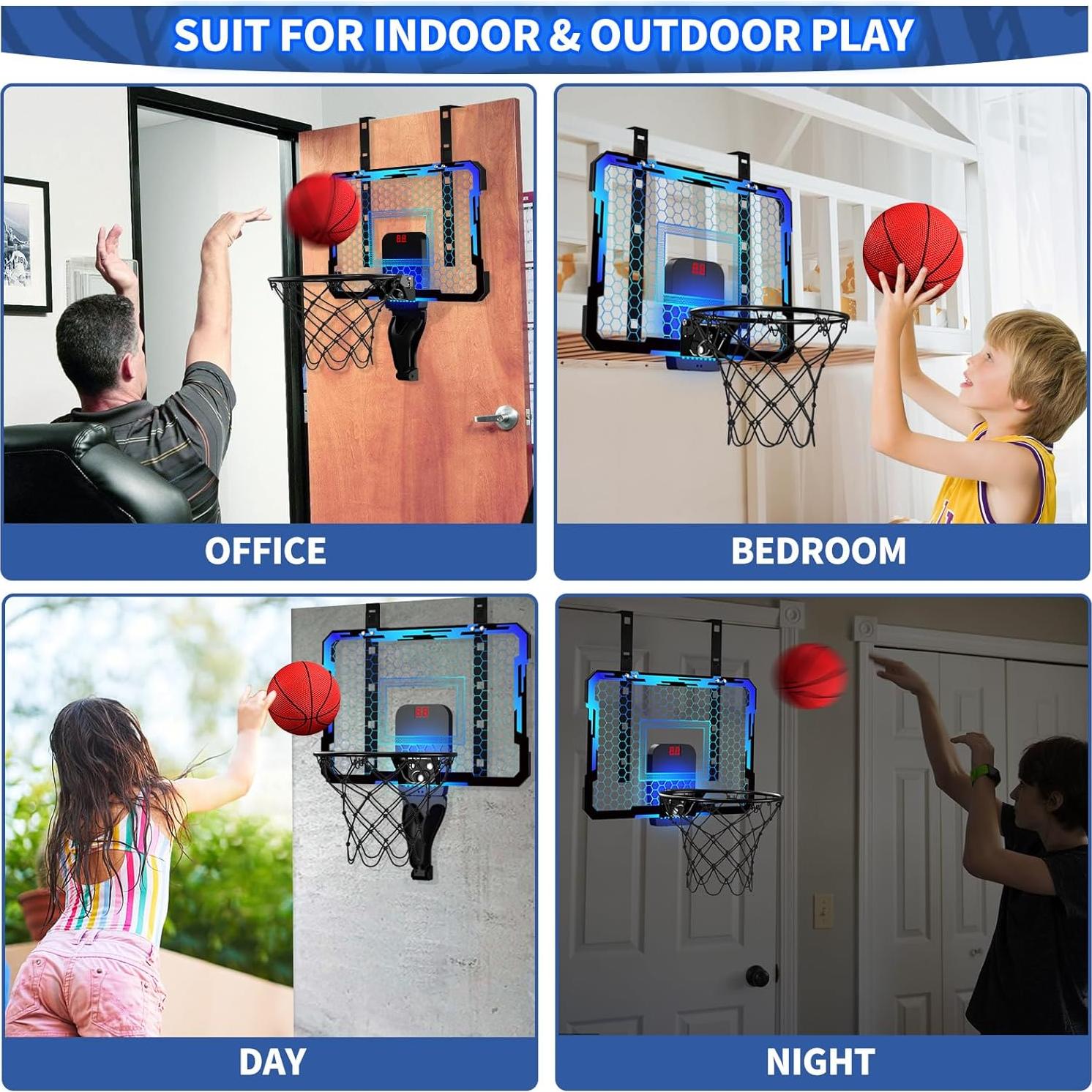 Aro de Baloncesto Mini QDRAGON con 7 Luces LED Ajustable