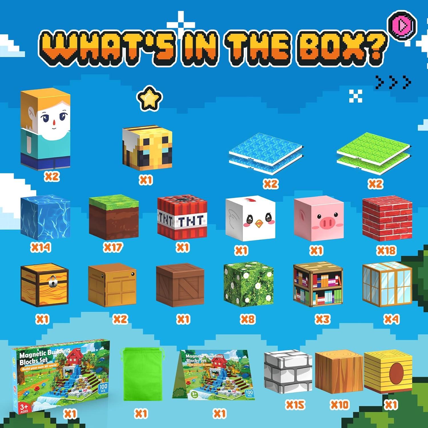 Bloques Magnéticos Windidi 100PCS Juguetes de Construcción STEM