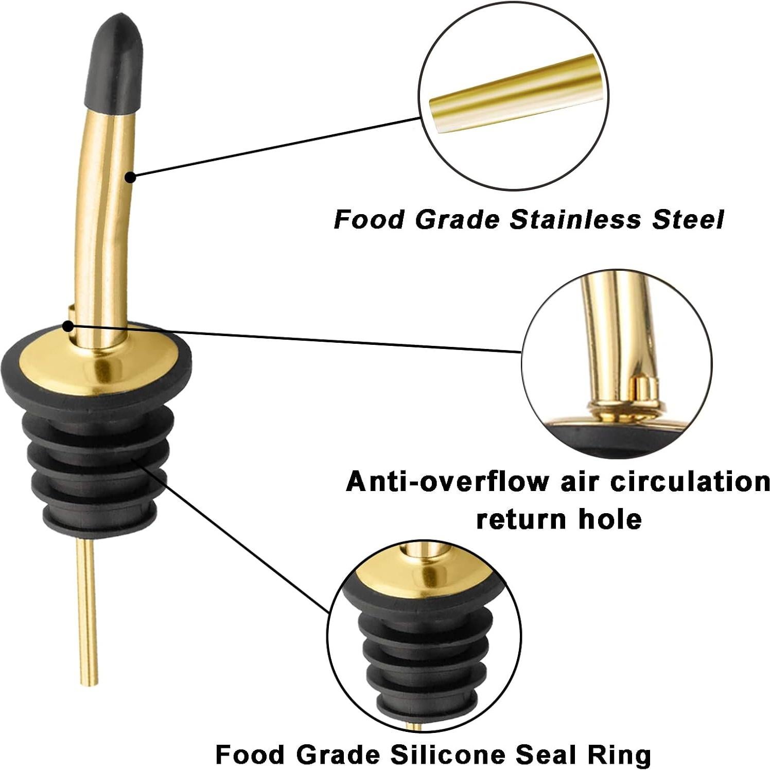 Vertedores de Licor Acero Inoxidable WAFJAMF 2 Pcs Dorado