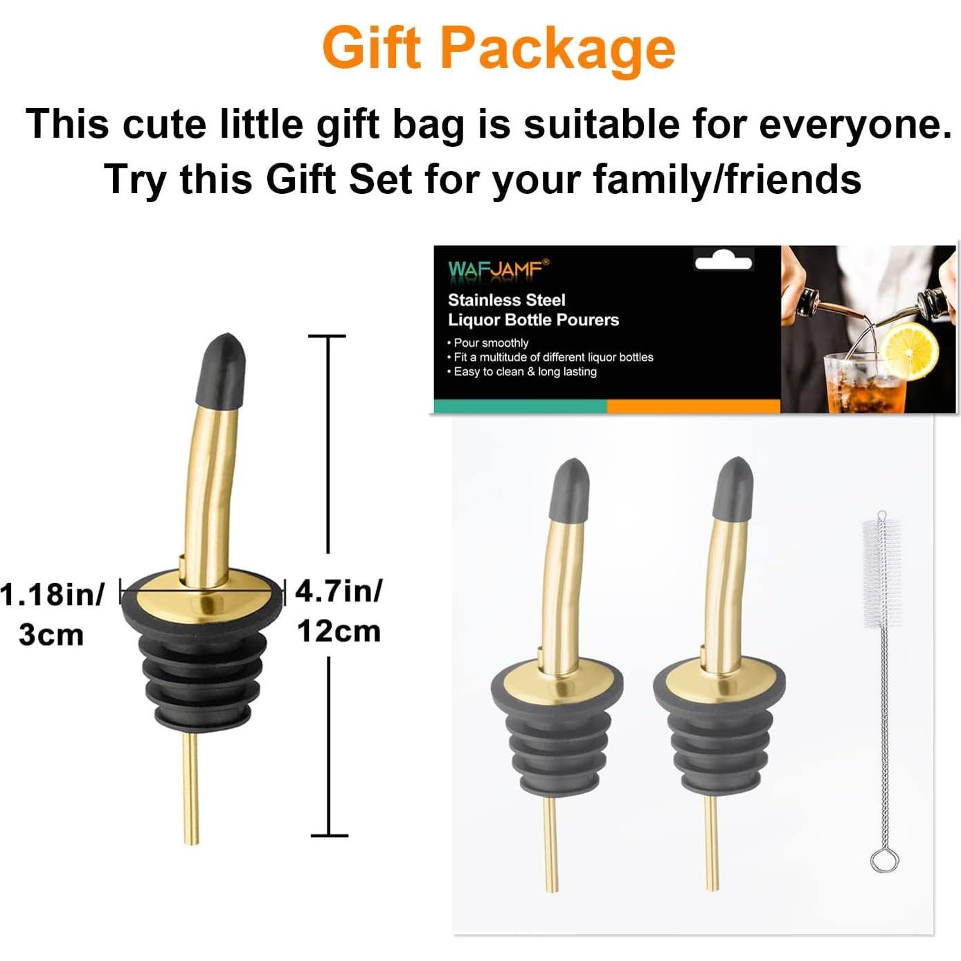 Vertedores de Licor Acero Inoxidable WAFJAMF 2 Pcs Dorado