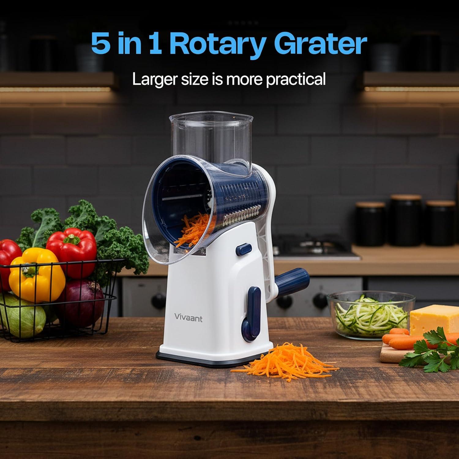 Rallador de Queso Rotatorio Vivaant con 5 Cuchillas Intercambiables