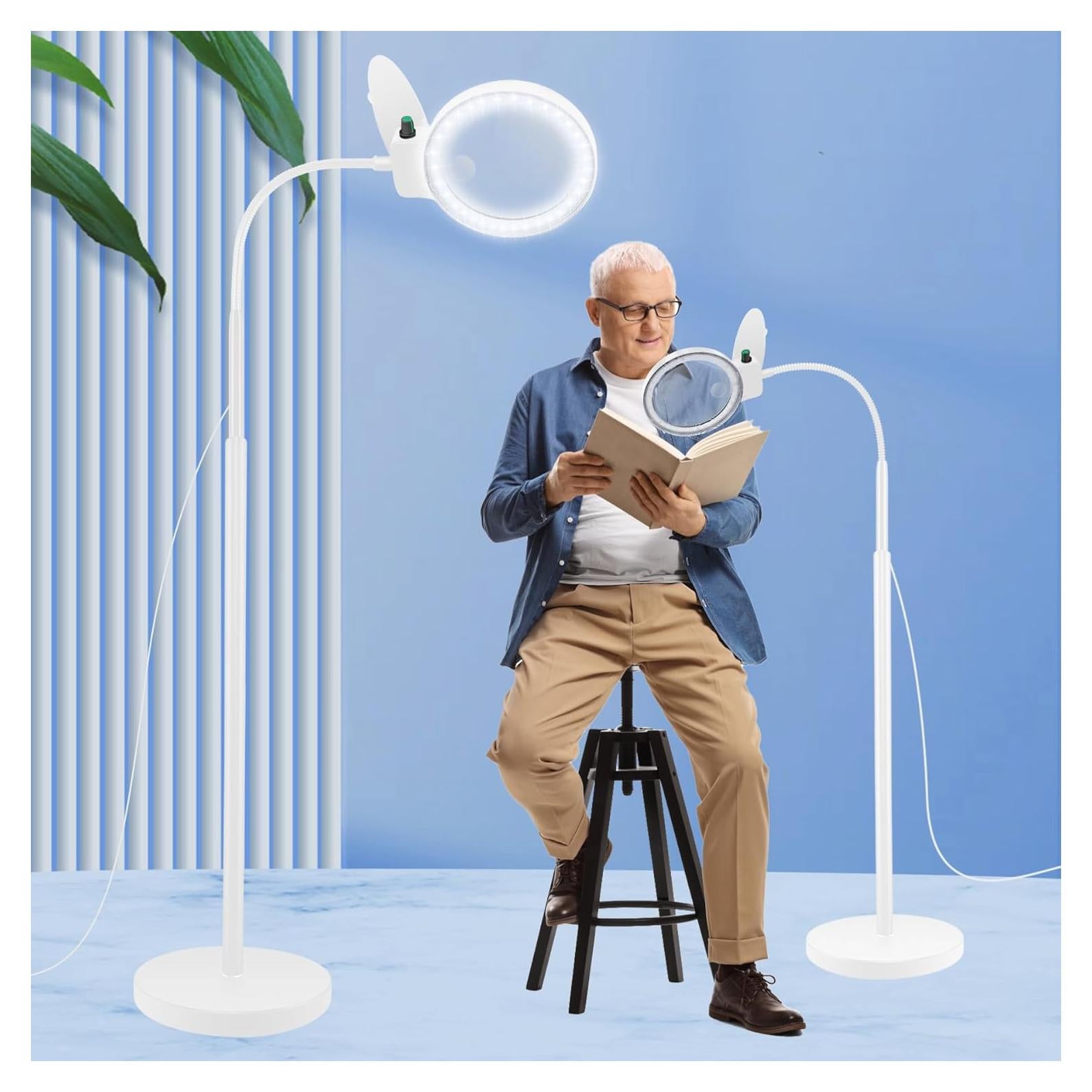 Lupa de pie TUGEOVO 10X 20X con luz LED regulable 36 luces