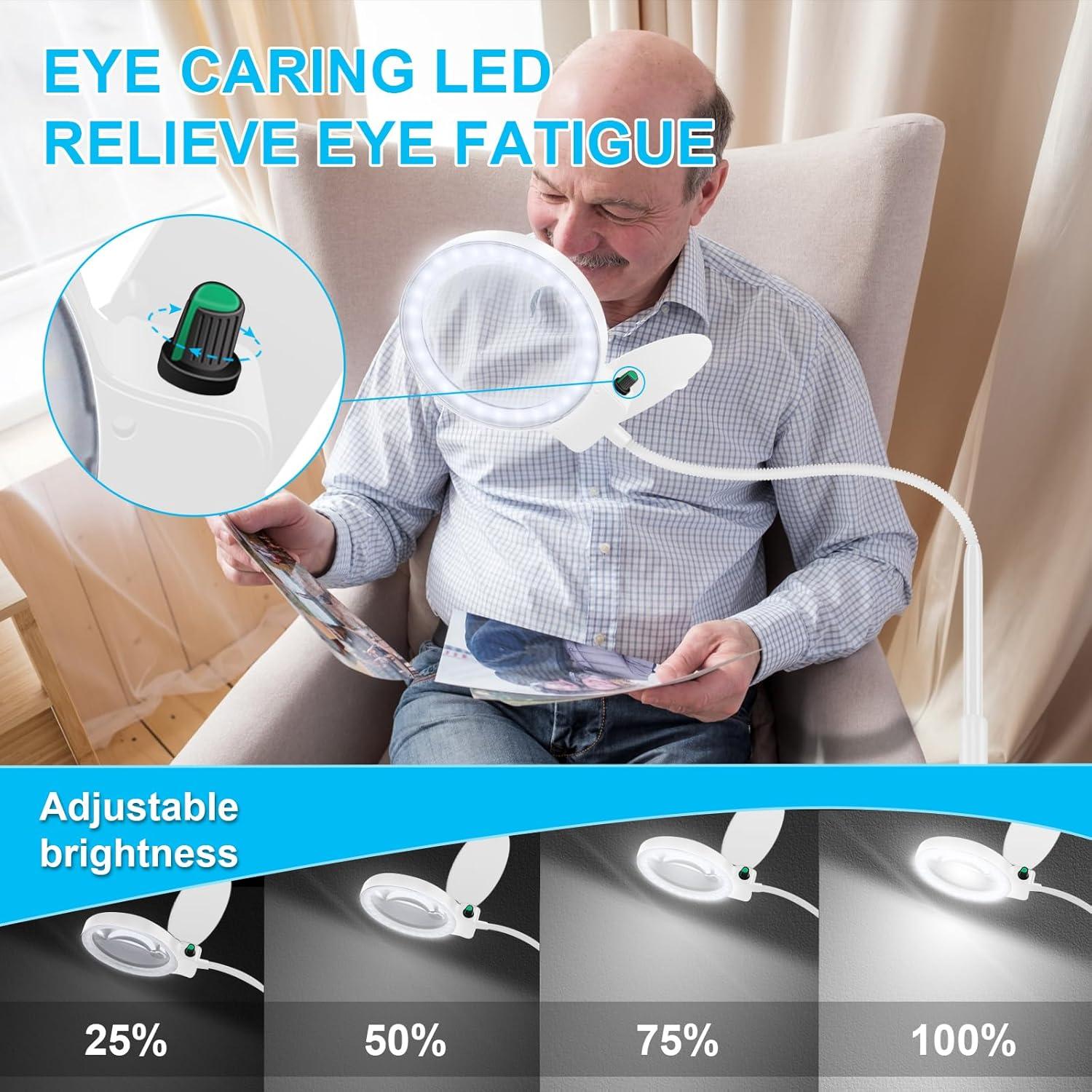 Lupa de pie TUGEOVO 10X 20X con luz LED regulable 36 luces