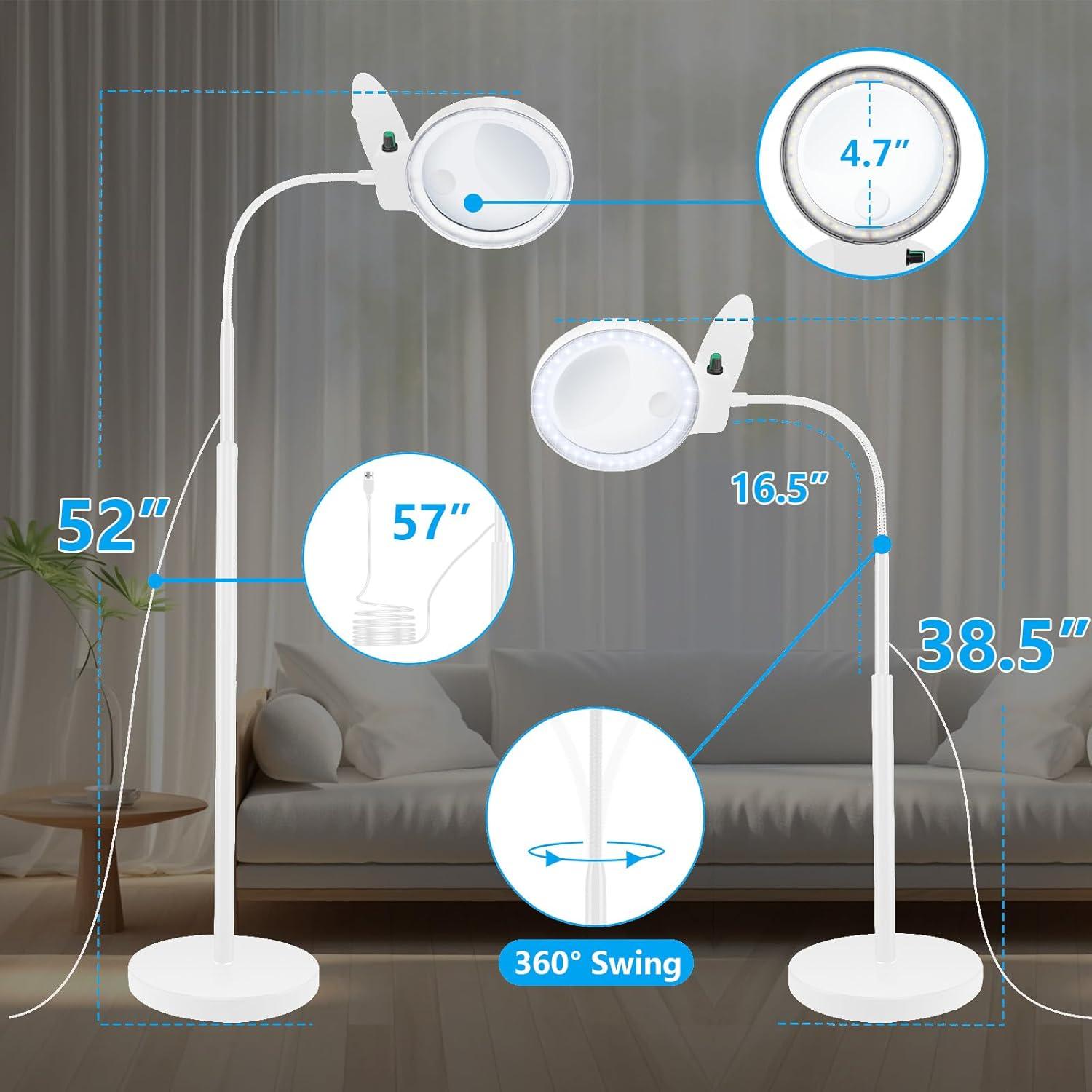 Lupa de pie TUGEOVO 10X 20X con luz LED regulable 36 luces