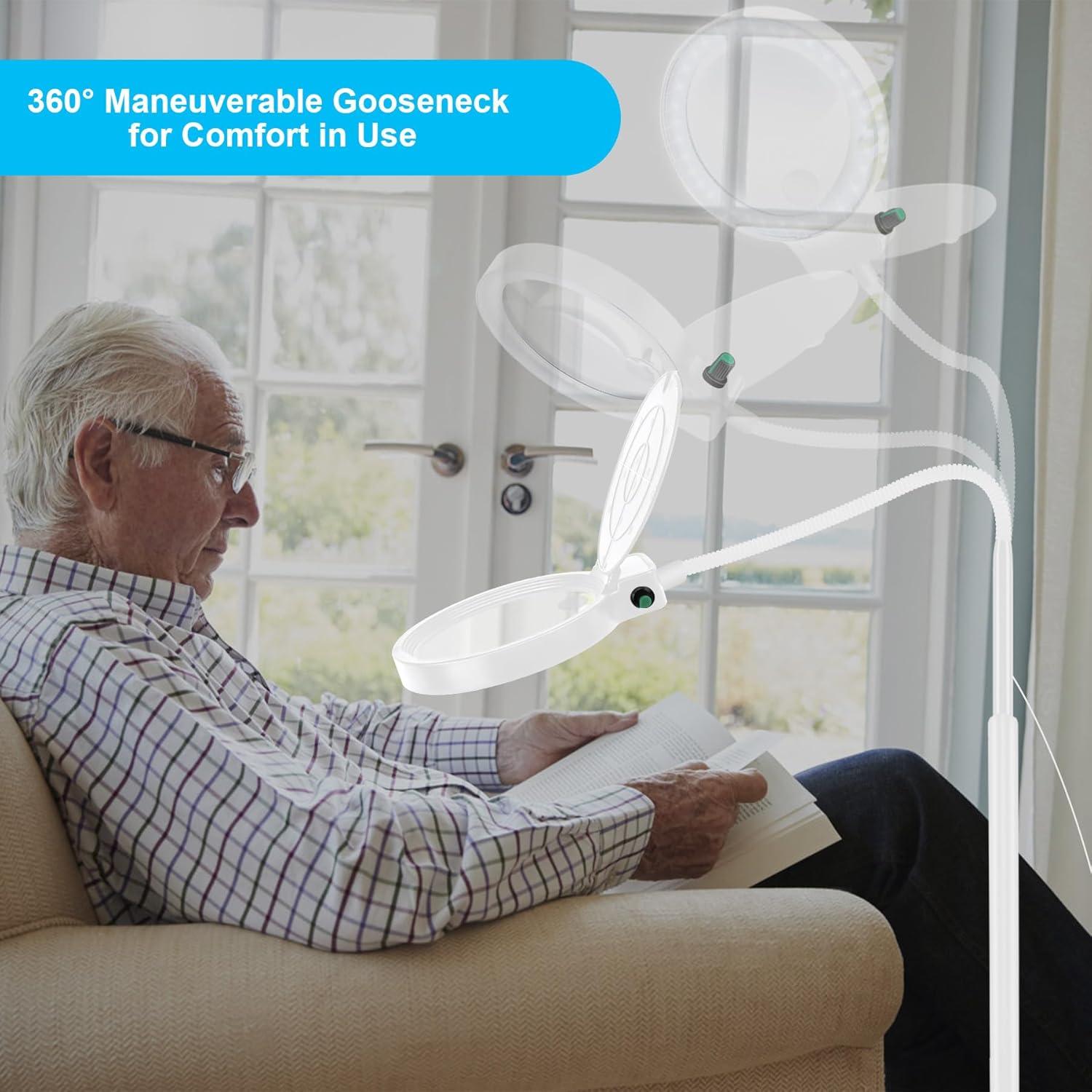 Lupa de pie TUGEOVO 10X 20X con luz LED regulable 36 luces