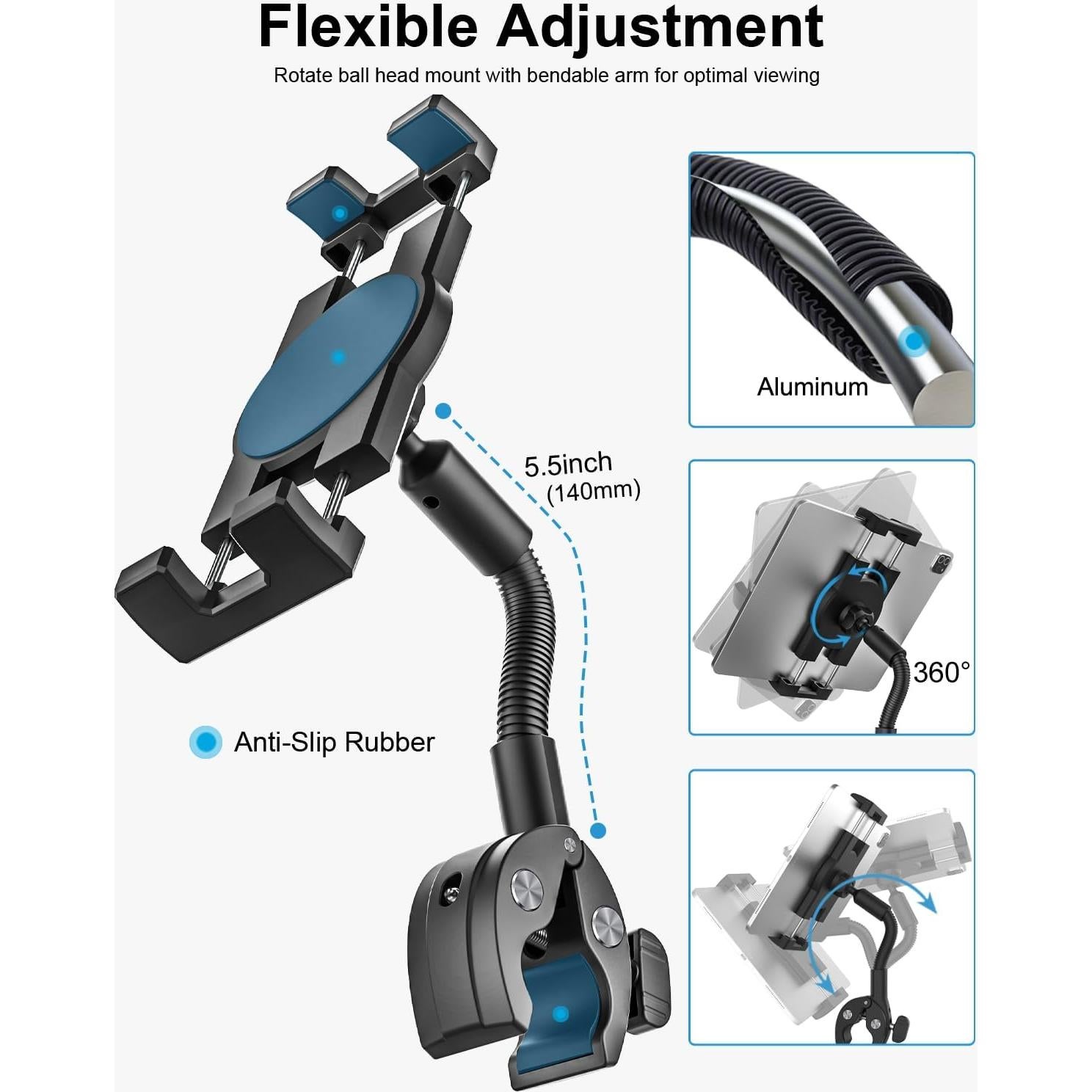 Soporte para Tableta Gooseneck Woleyi para Bicicleta 4-13"