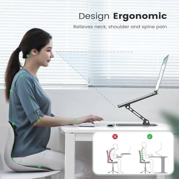 Soporte de Laptop Orlian ST01 Negro Ajustable Ergonómico