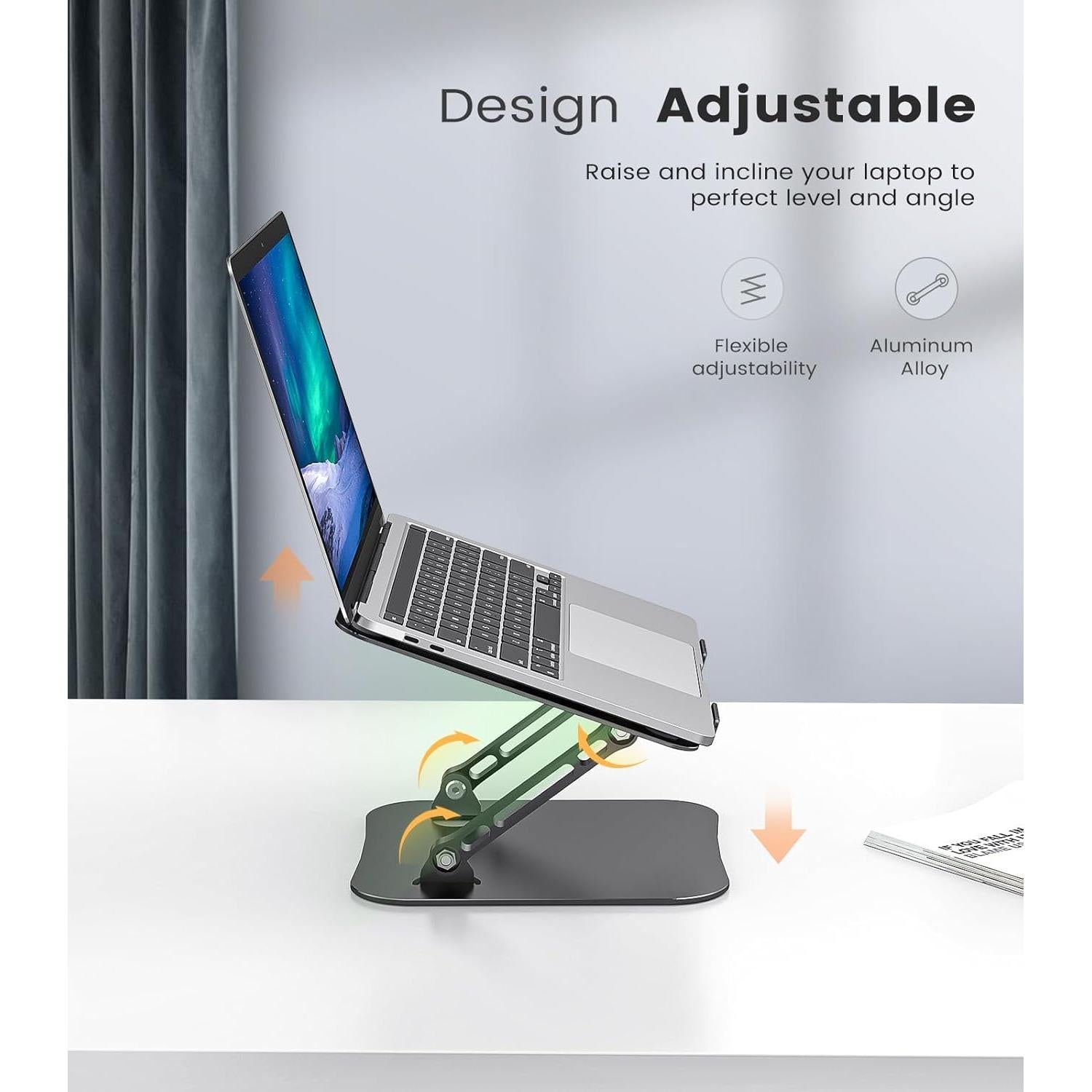 Soporte de Laptop Orlian ST01 Negro Ajustable Ergonómico