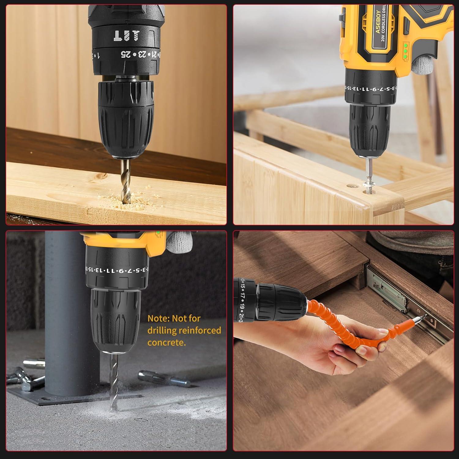 Taladro Inalámbrico Aseboy 20V con 1 Batería y Cargador