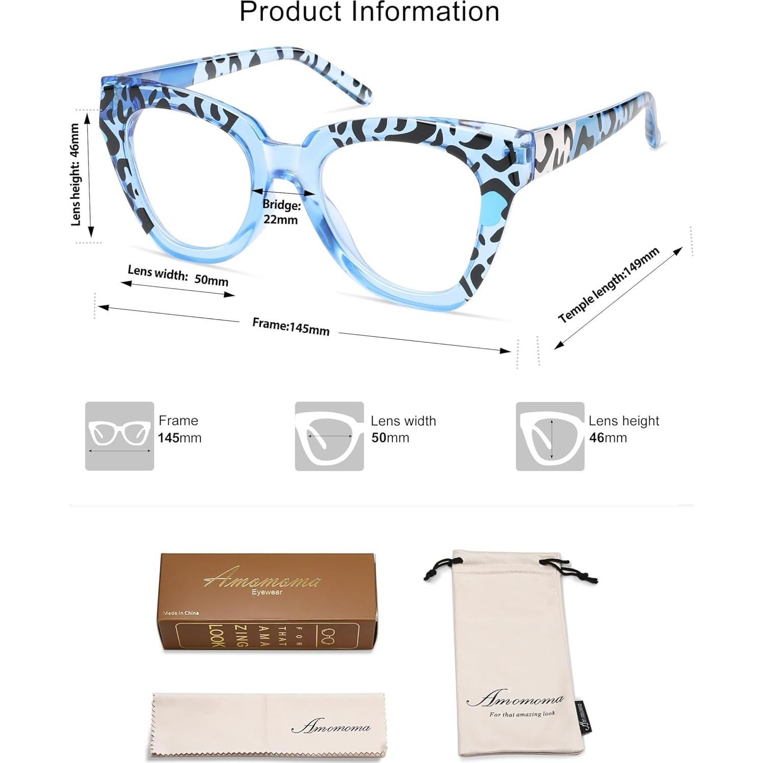 Gafas de lectura AMOMOMA con filtro luz azul, diseño leopardo