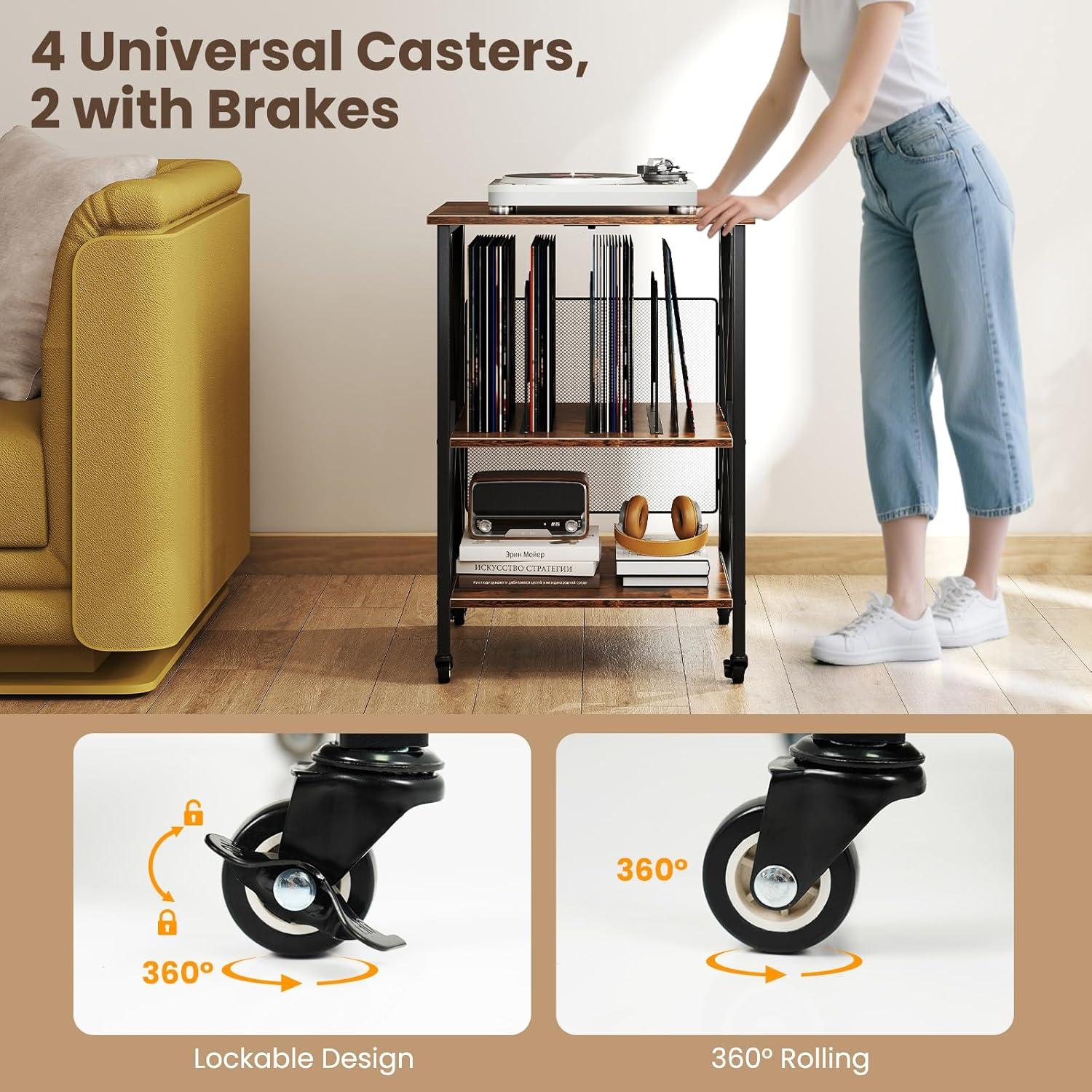 Soporte para Tocadiscos Giantex con Estación de Carga y Almacenamiento