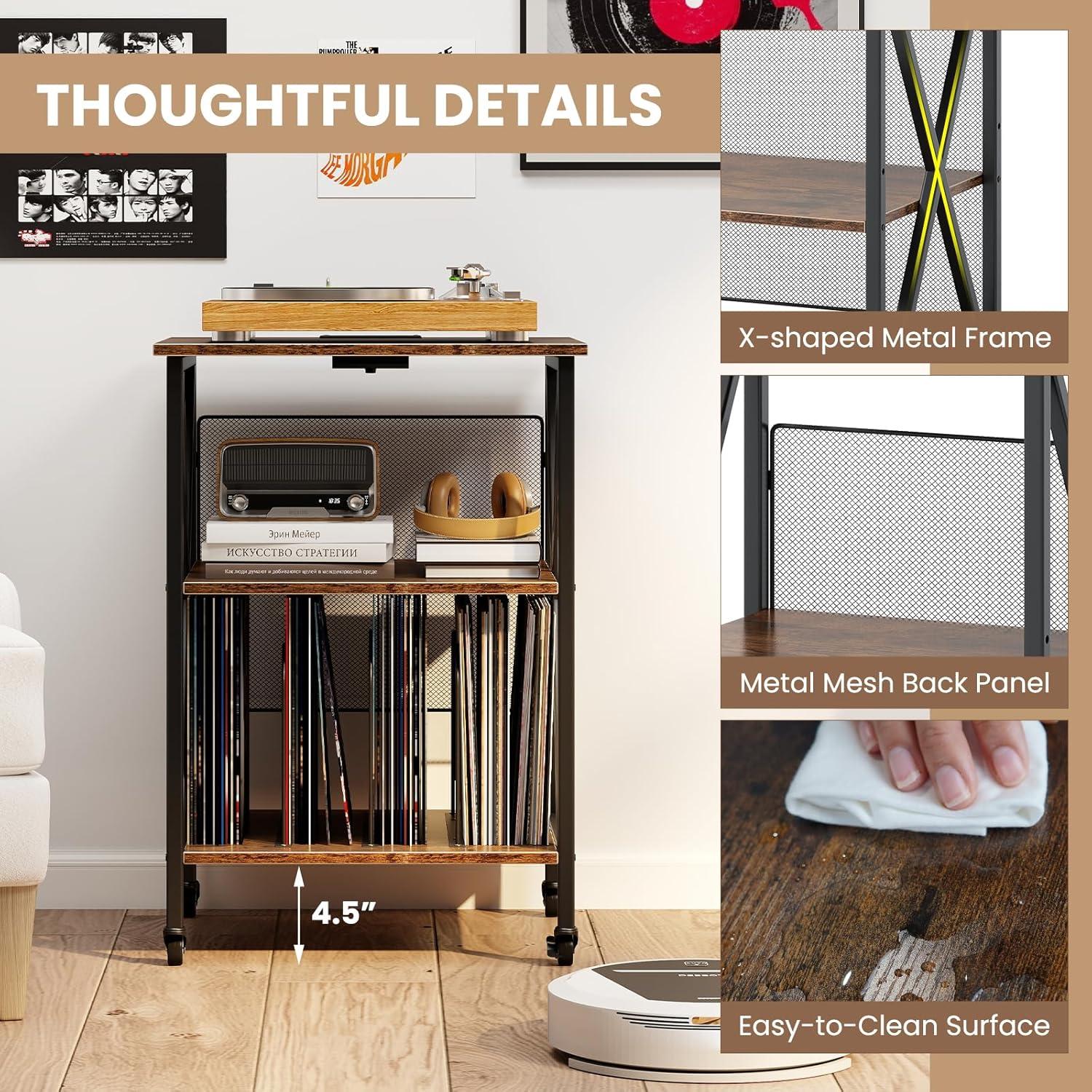 Soporte para Tocadiscos Giantex con Estación de Carga y Almacenamiento