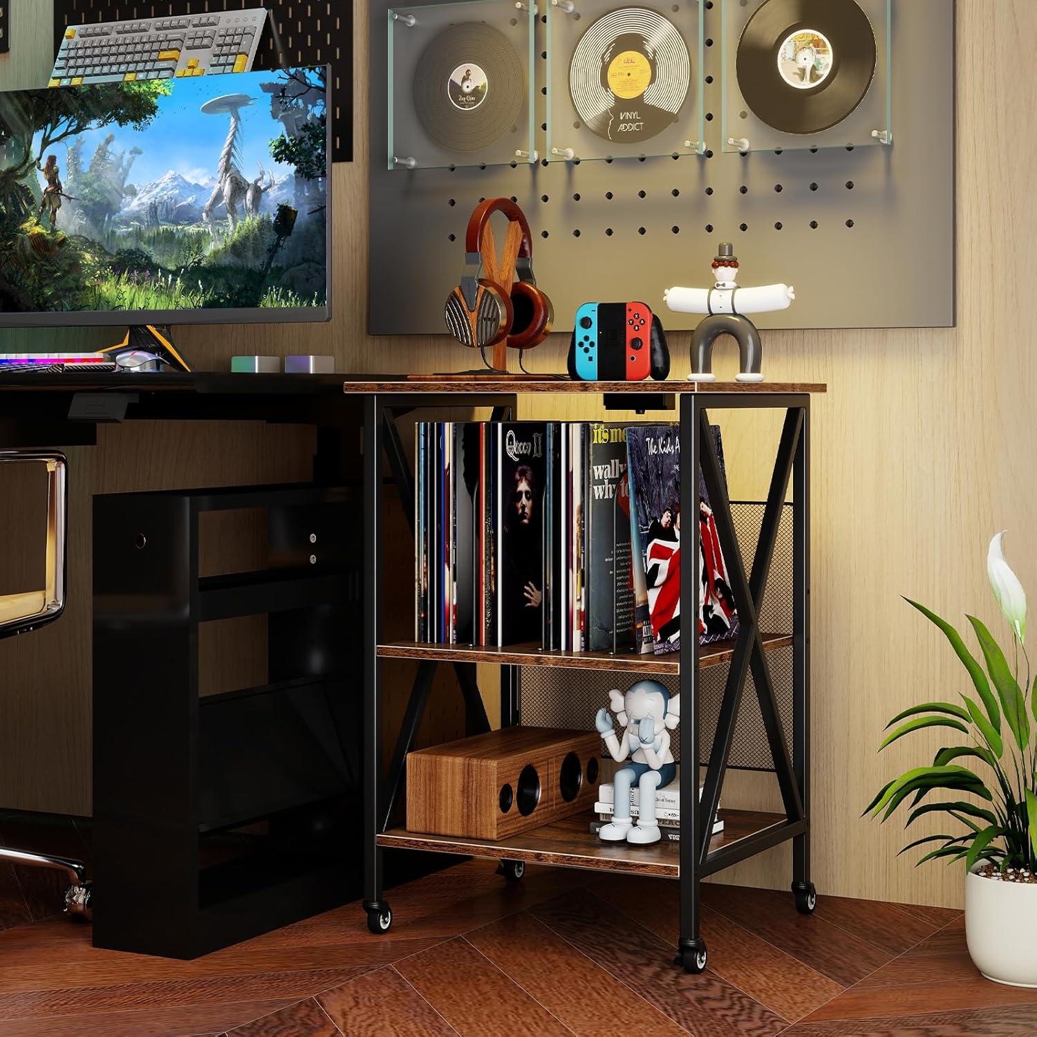 Soporte para Tocadiscos Giantex con Estación de Carga y Almacenamiento