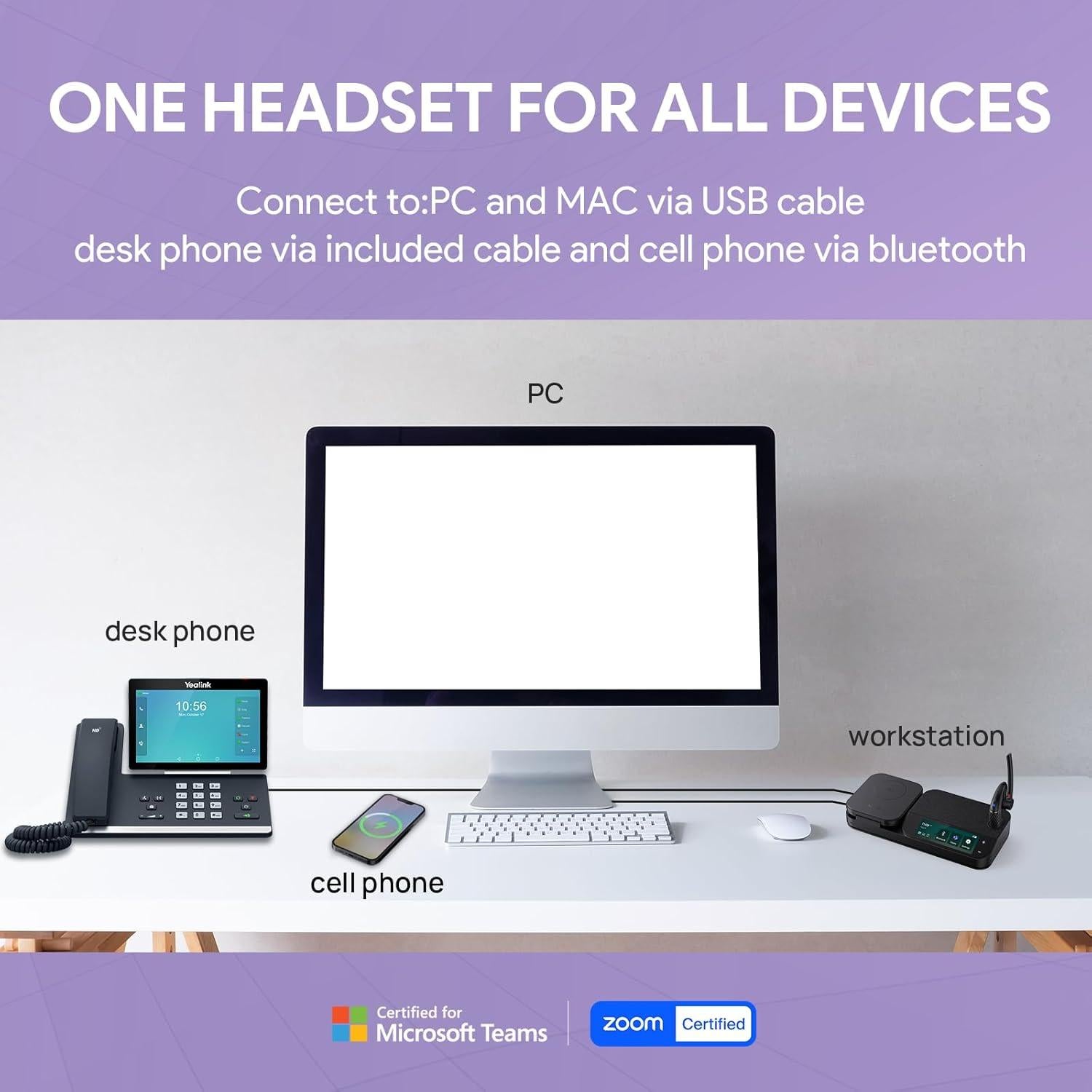 Auricular Bluetooth Yealink BH71 Pro con Estación de Trabajo