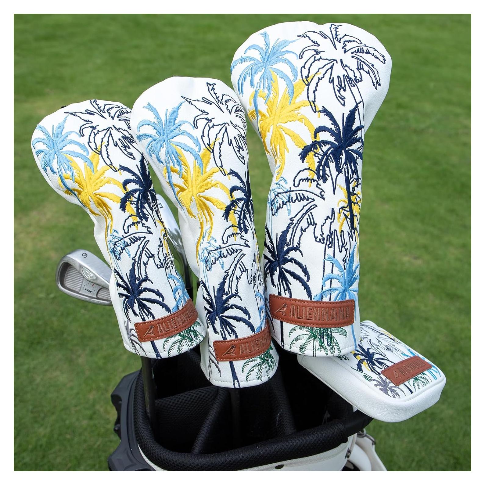 Cubiertas de Cabeza de Palos de Golf Aliennana 3 Piezas Cuero