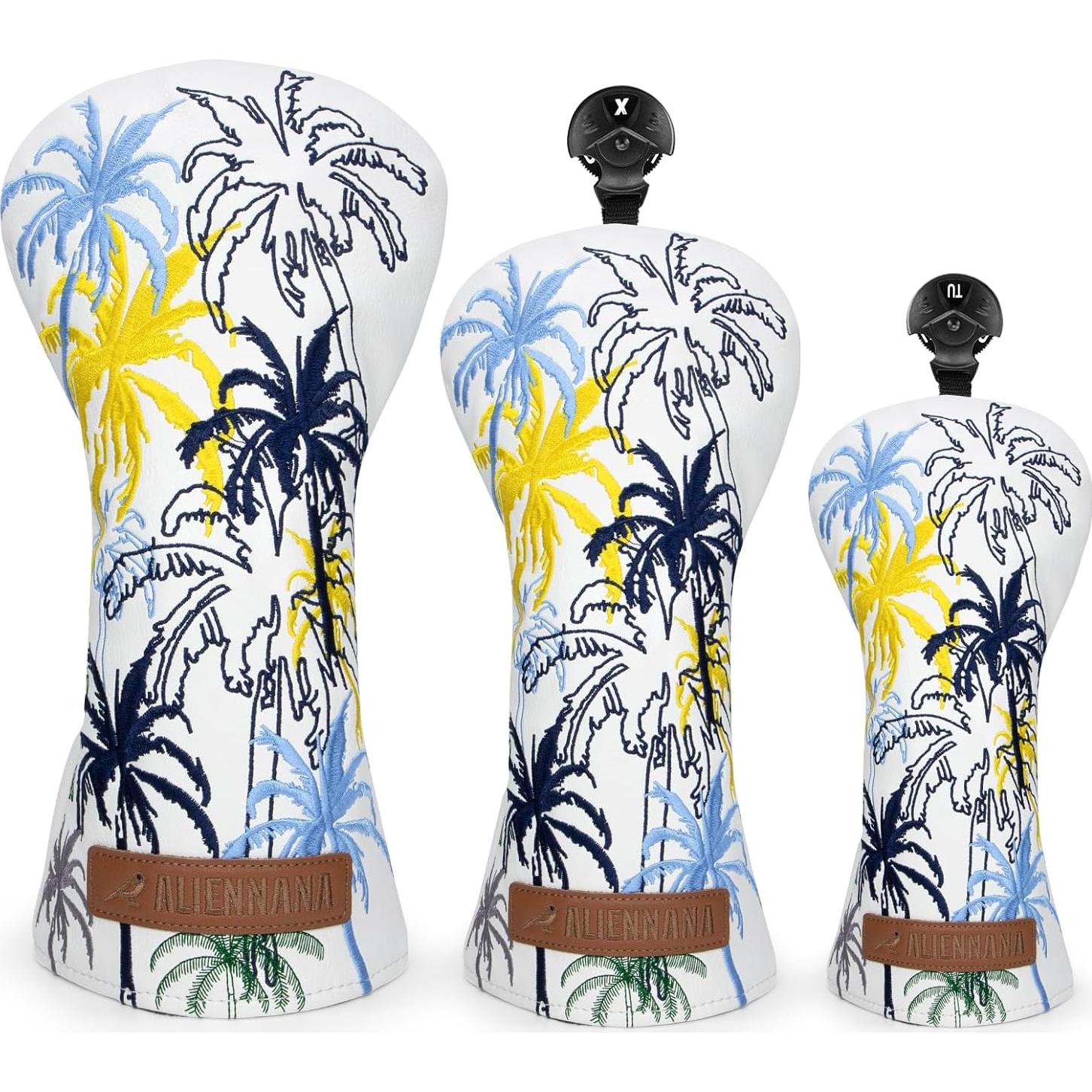 Cubiertas de Cabeza de Palos de Golf Aliennana 3 Piezas Cuero