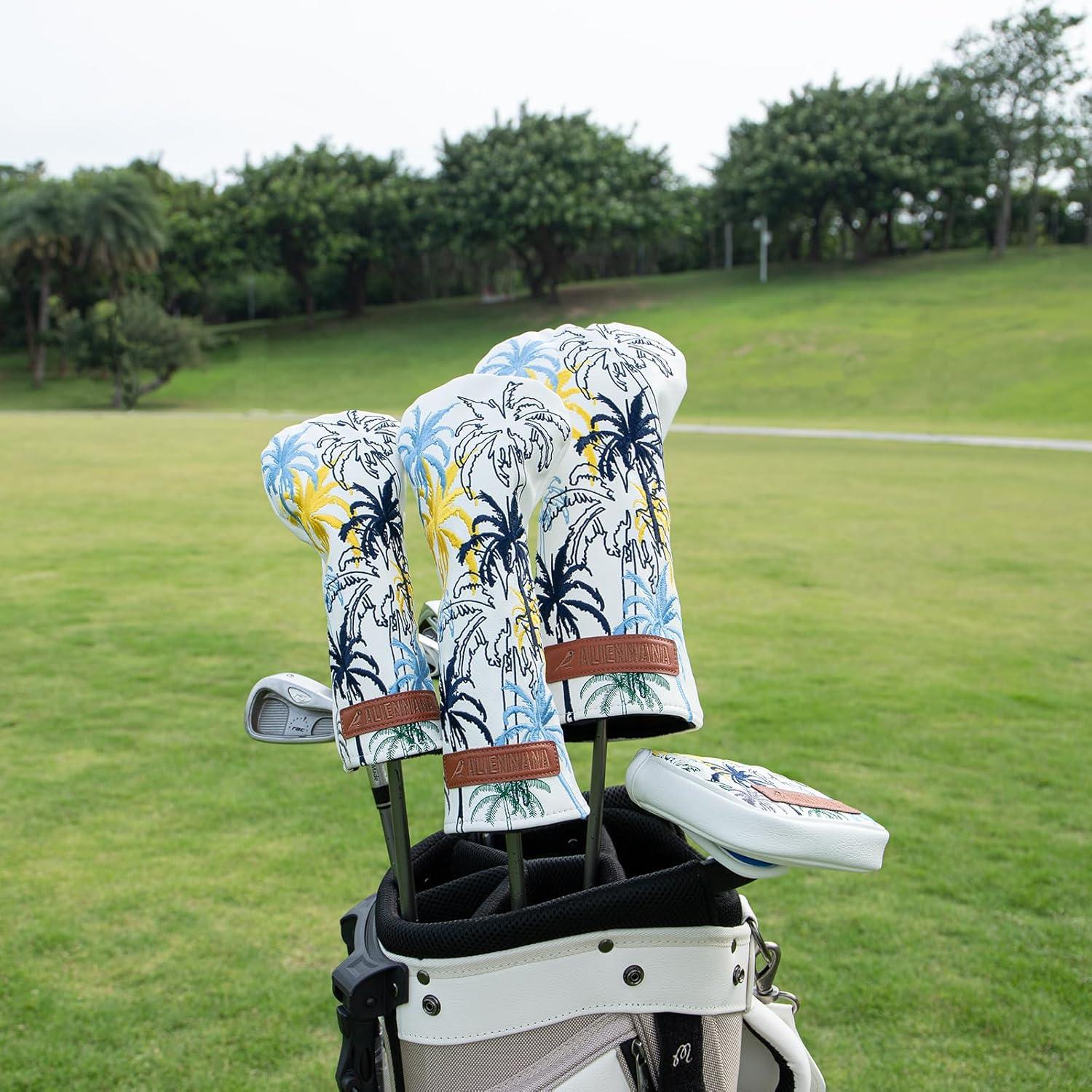 Cubiertas de Cabeza de Palos de Golf Aliennana 3 Piezas Cuero