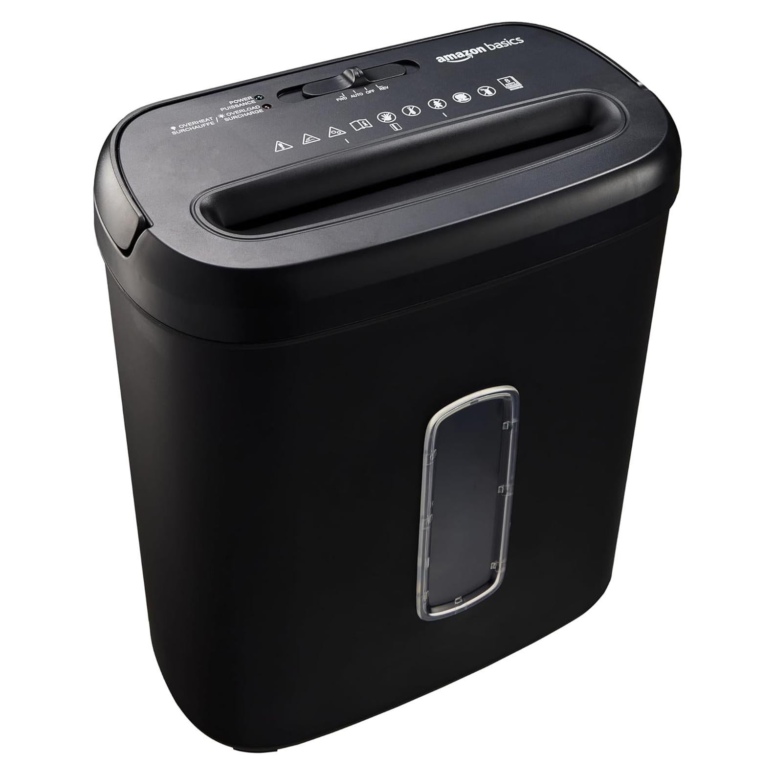 Trituradora de Papel Amazon Basics 8 Hojas Corte Cruzado