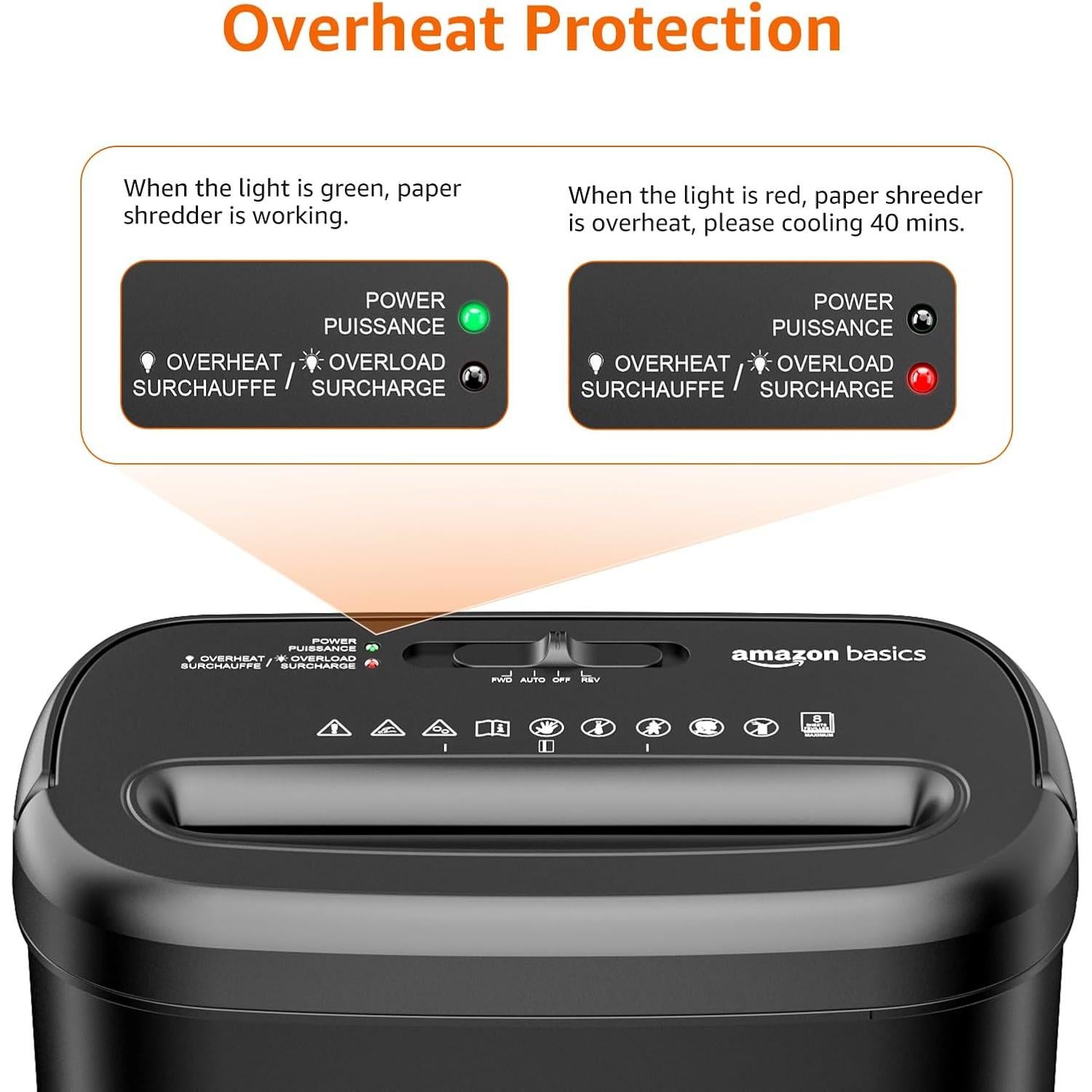 Trituradora de Papel Amazon Basics 8 Hojas Corte Cruzado