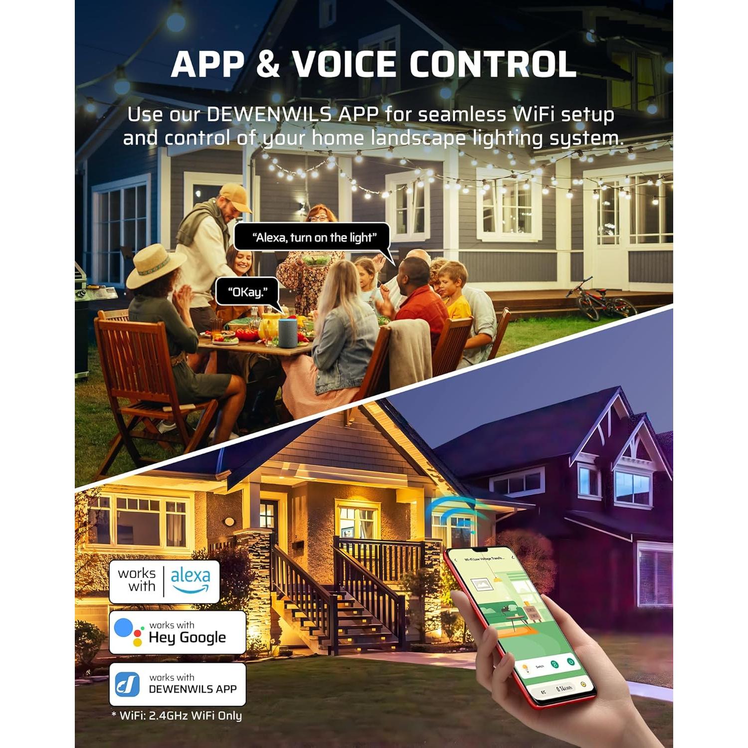 Transformador de Paisaje Inteligente DEWENWILS 200W 3 Salidas