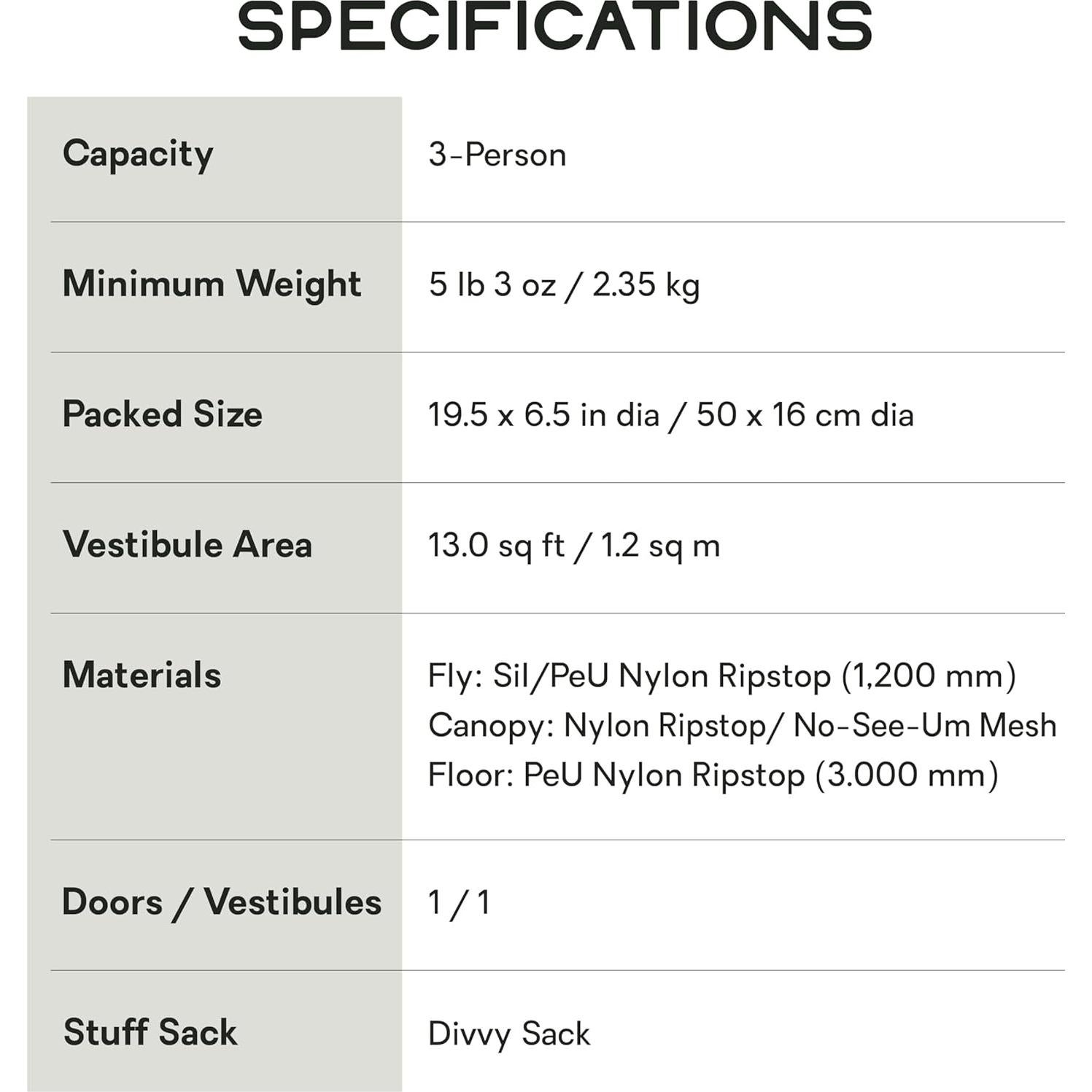 Tienda de Camping NEMO Kunai 2 Personas 3-4 Temporada