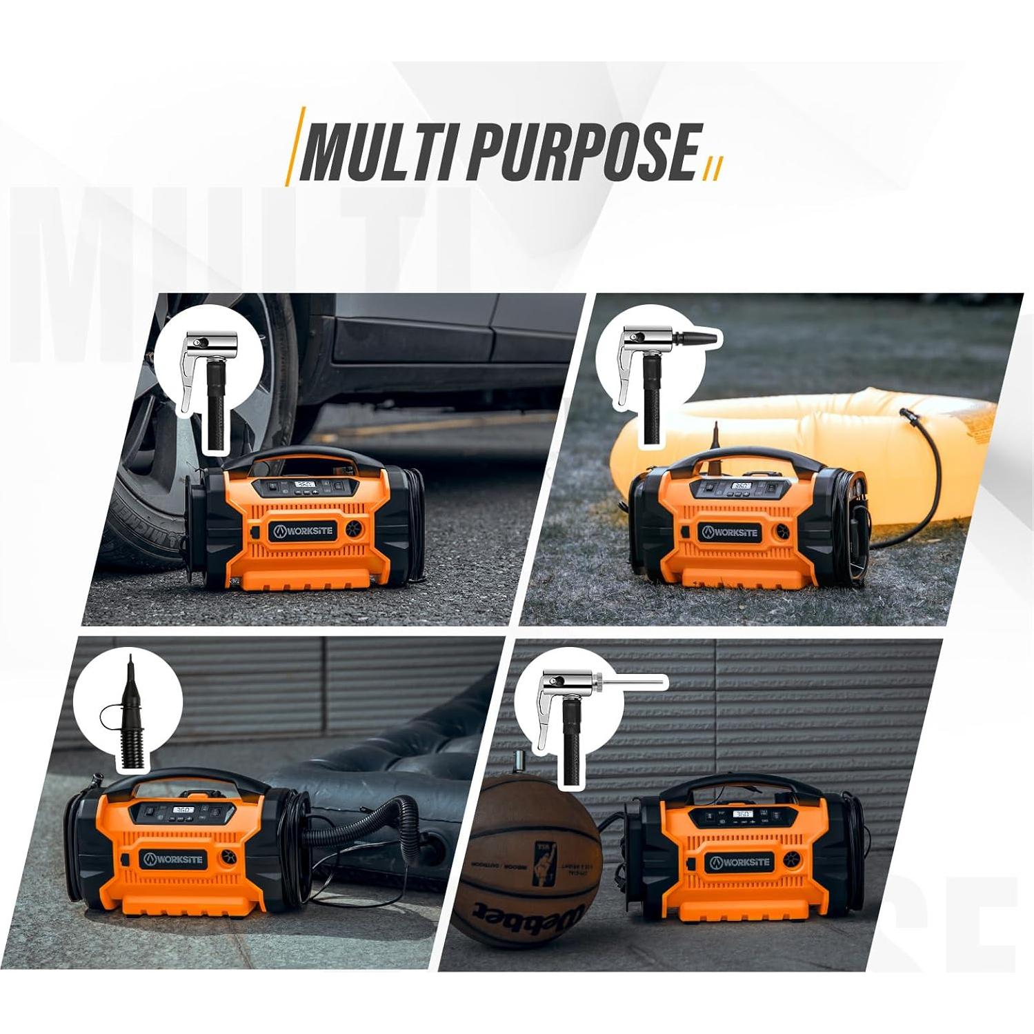 Compresor de Aire Inflador de Llantas WORKSITE 160 PSI Naranja