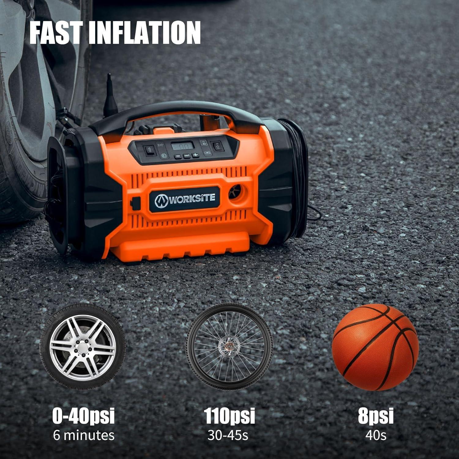 Compresor de Aire Inflador de Llantas WORKSITE 160 PSI Naranja