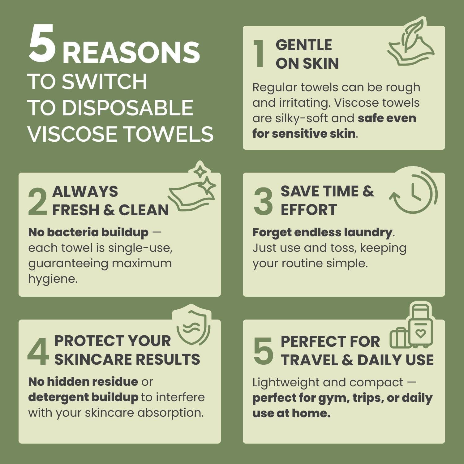 Toallas Desechables Faciales Plantifique XL 30x30 cm - 100% Viscosa