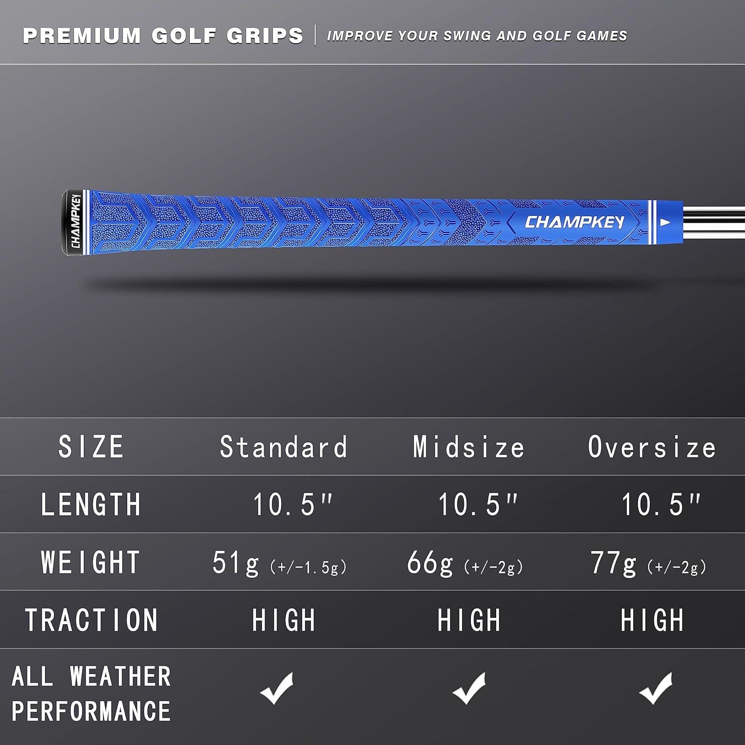 Agarres de Golf CHAMPKEY Y-PRO 13 Piezas con Kit de Reparación