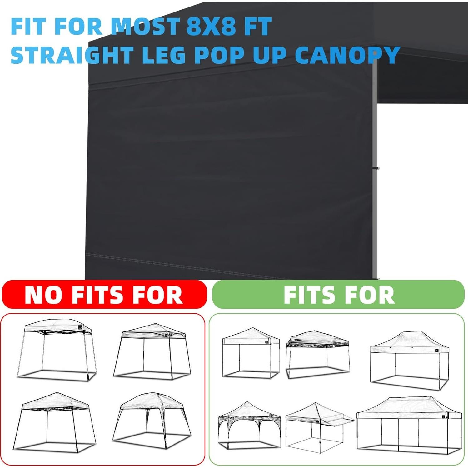Pared Lateral Carpa 8x8 Joramoy Impermeable UV Negro