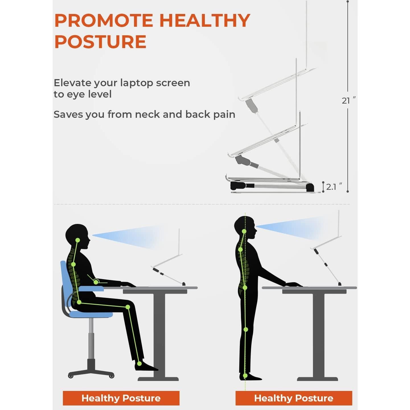 Soporte Ergonómico para Laptop Tounee Ajustable Gris 10-17"