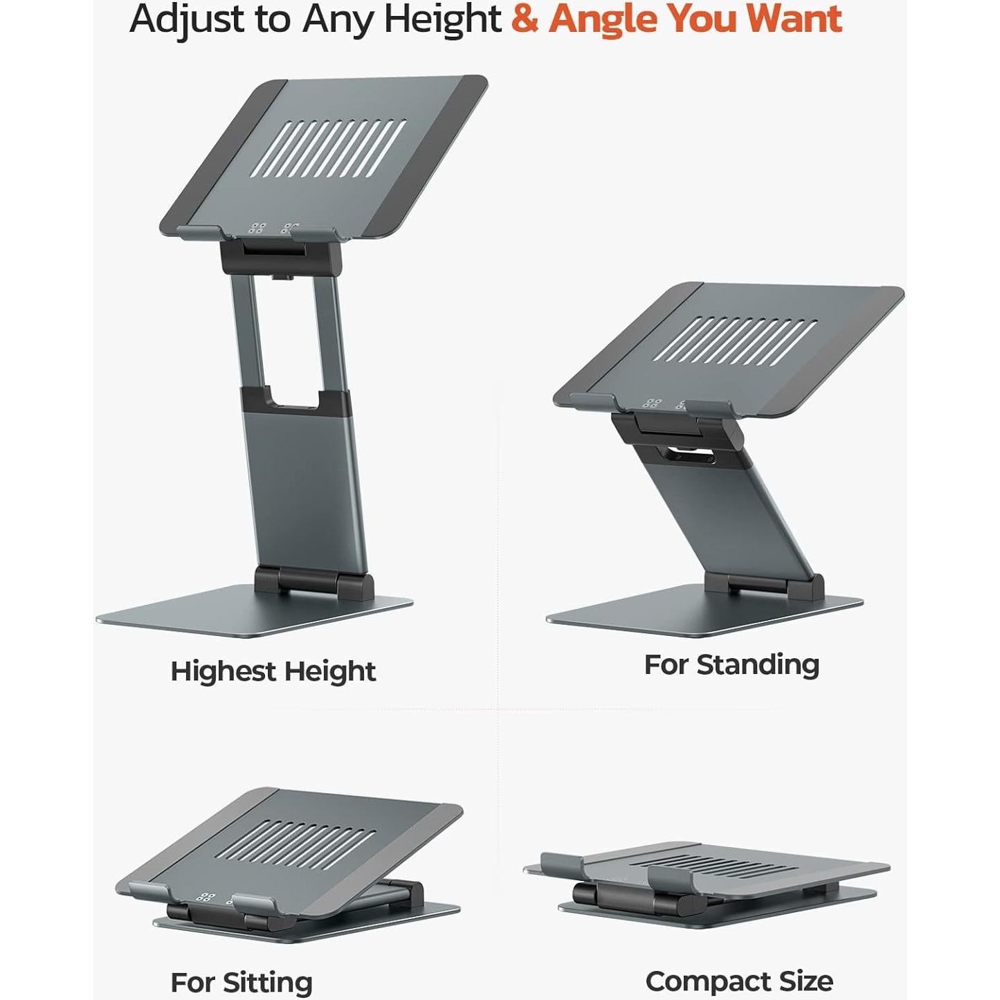 Soporte Ergonómico para Laptop Tounee Ajustable Gris 10-17"