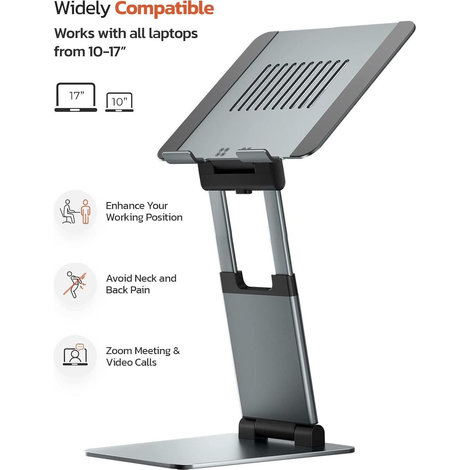 Soporte Ergonómico para Laptop Tounee Ajustable Gris 10-17"