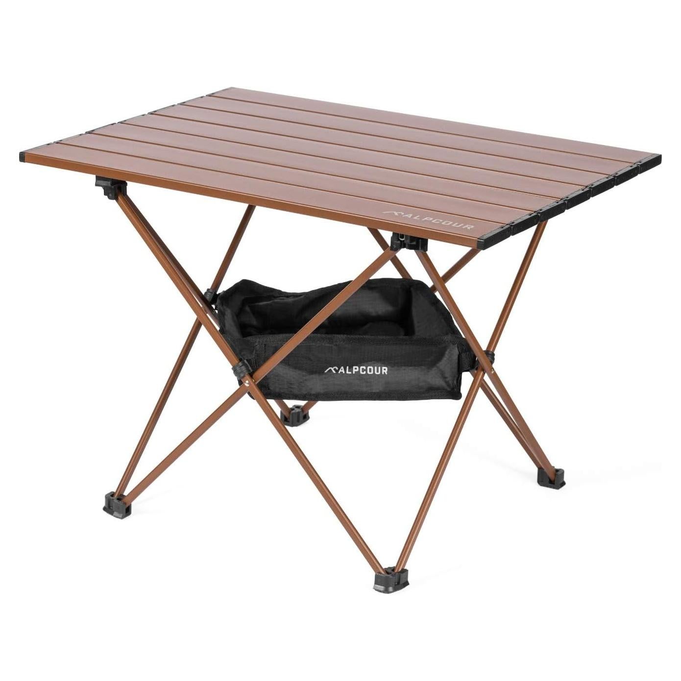 Mesa de Camping Plegable Alpcour Mediana Café - Ligera y Compacta