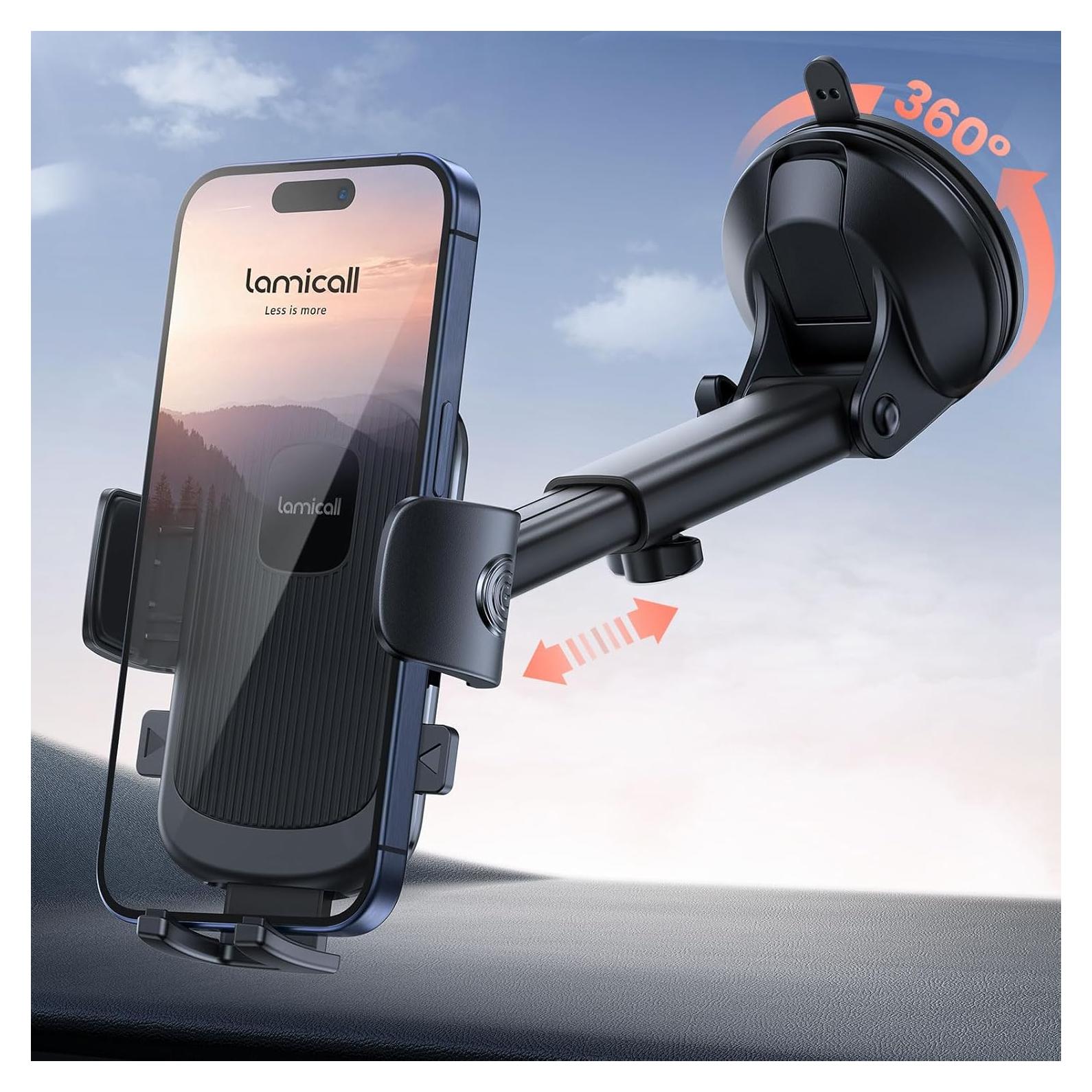 Soporte para Teléfono de Coche Lamicall STCD05 - Ventosa Fuerte