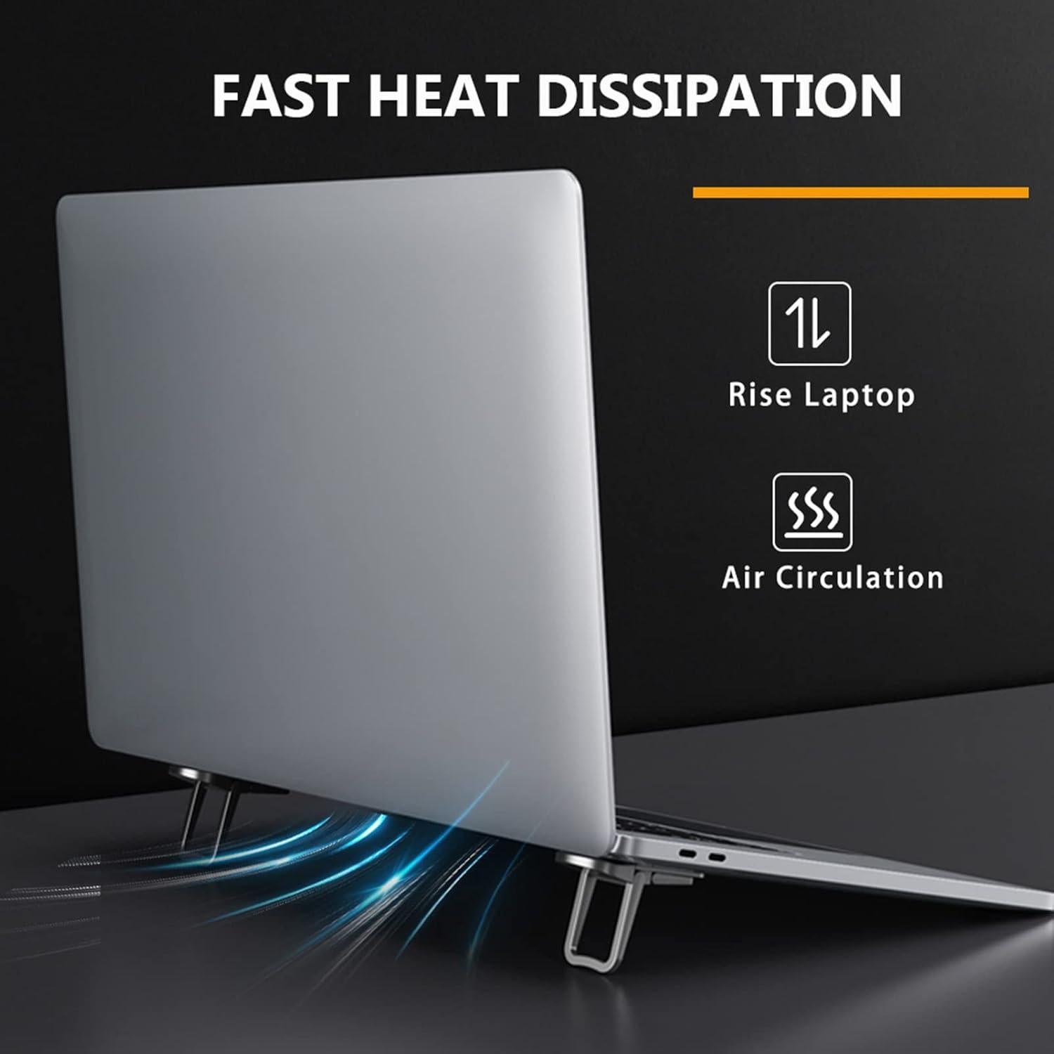 Soporte Plegable para Laptop PONICOR - Elevador Ajustable Negro