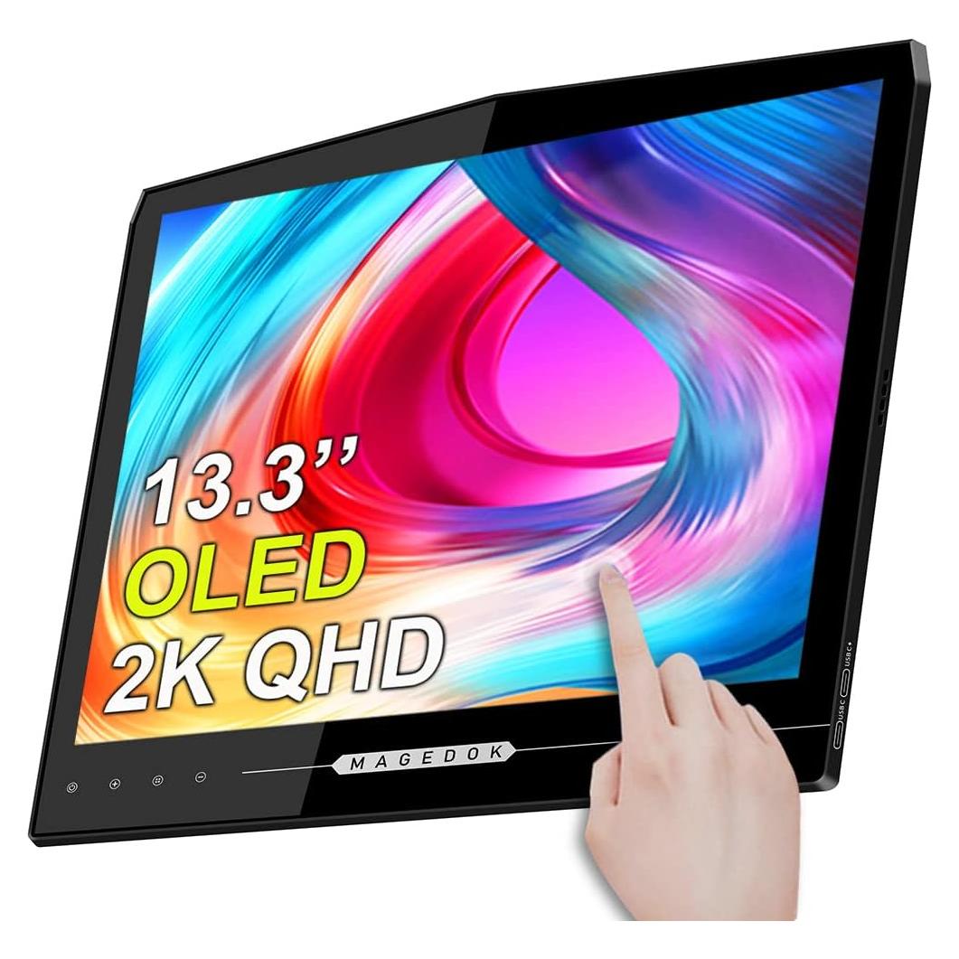 Monitor Portátil OLED 13.3" Magedok 2K Táctil 100% DCI-P3